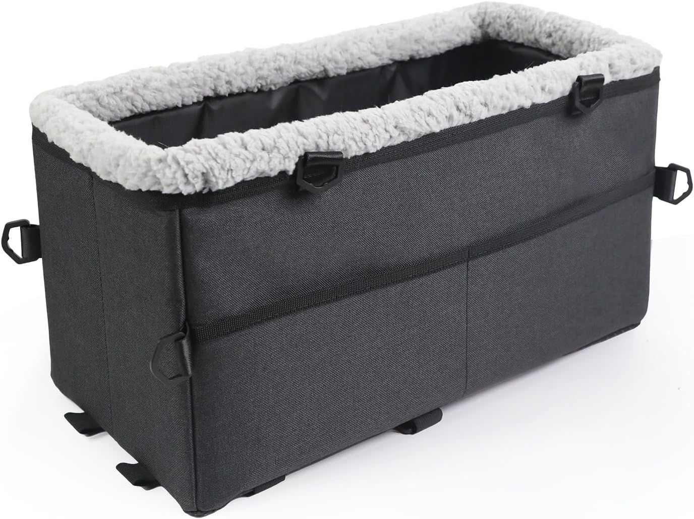 Seggiolino auto per cani di piccola taglia, console centrale pieghevole, seggiolino auto per animali domestici con doppia cintura di sicurezza, cuscino lavabile, guinzaglio di sicurezza e tasca