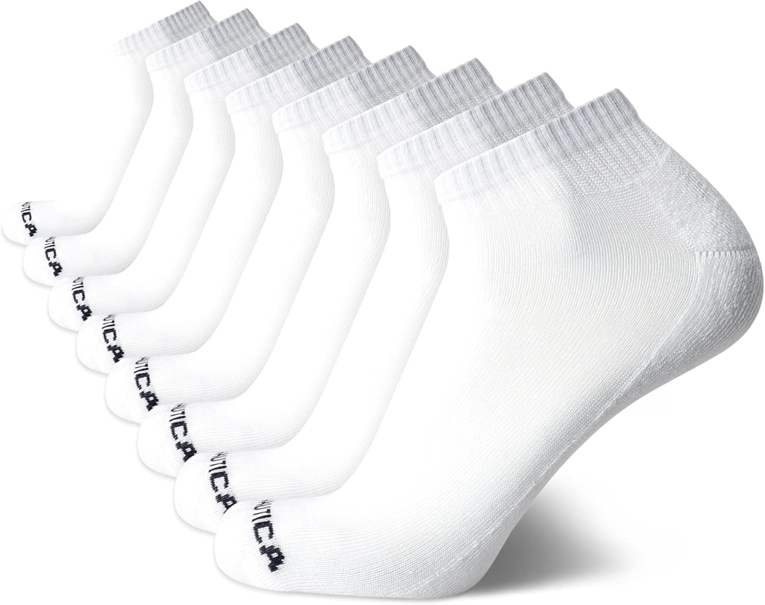 Nautica Mens Quarter Socks - 8 Pack Soft Cushioned Athletic Stretch Performance High Quarter Cut Ankle Socks for Men