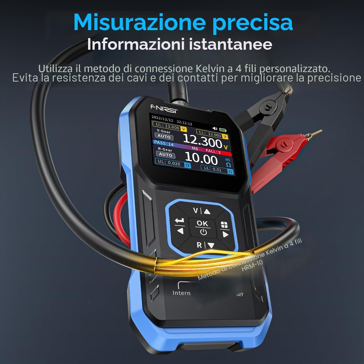 FNIRSI HRM-10 Tester di Resistenza Interna per Batterie, Milliohmmetro 100V e 200Ω, Tester per Batterie Auto, AAA, AA e Altri Tipi di Battery, Analizzatore per Batterie Domestiche