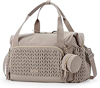 mommore Quilted Diaper Bag Tote - Large Capacity Hospital Bag with Pacifier Case & Changing Pad for New Moms