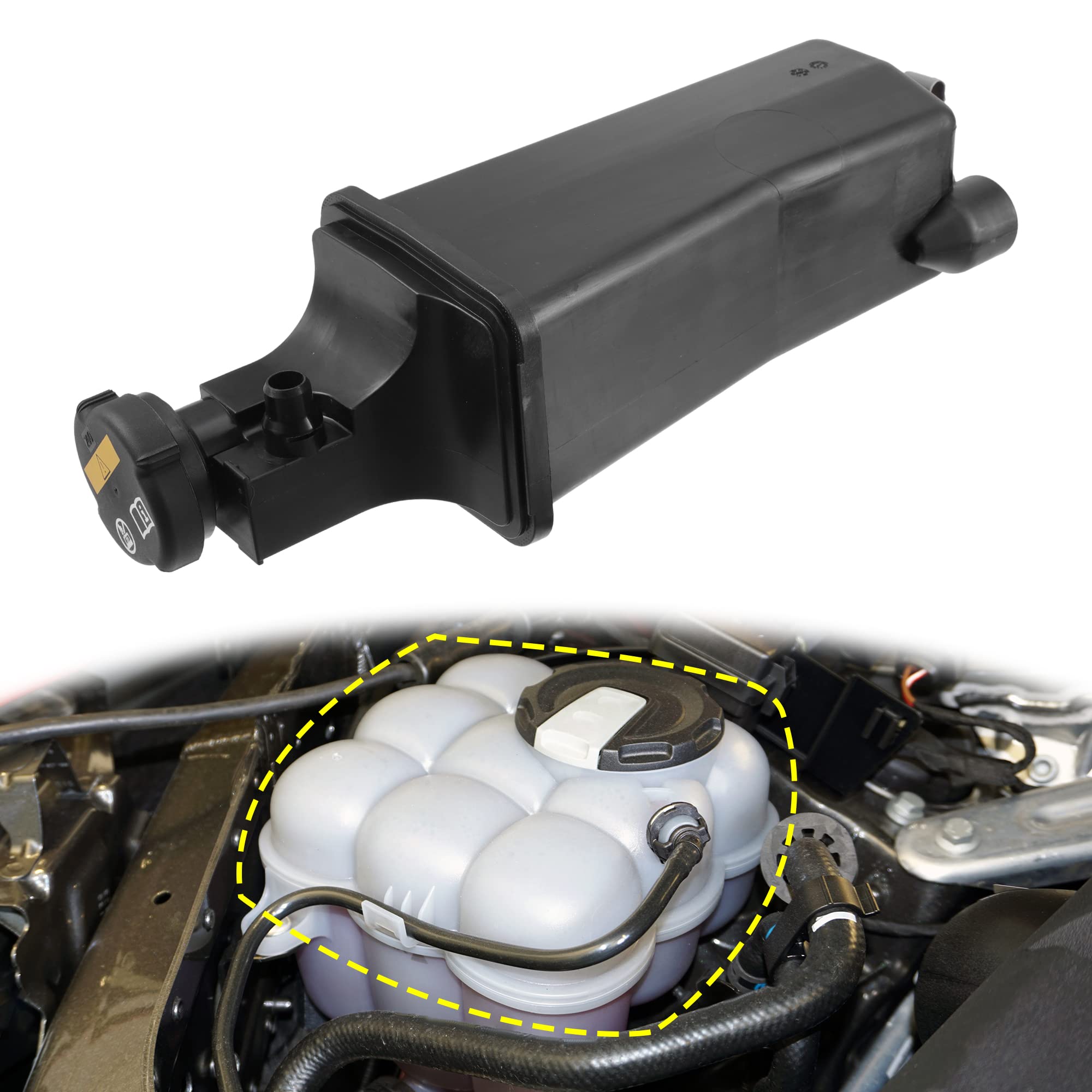 A ABSOPRO Depósito De Refrigerante Para Bmw E46 Serie 3 98-99 1Pc | Negro, Pp, 28.5X12.5X10.5Cm, Oe 17137787040, Para Bmw X5 E53 01-06, Sensor Incluido, Delantera