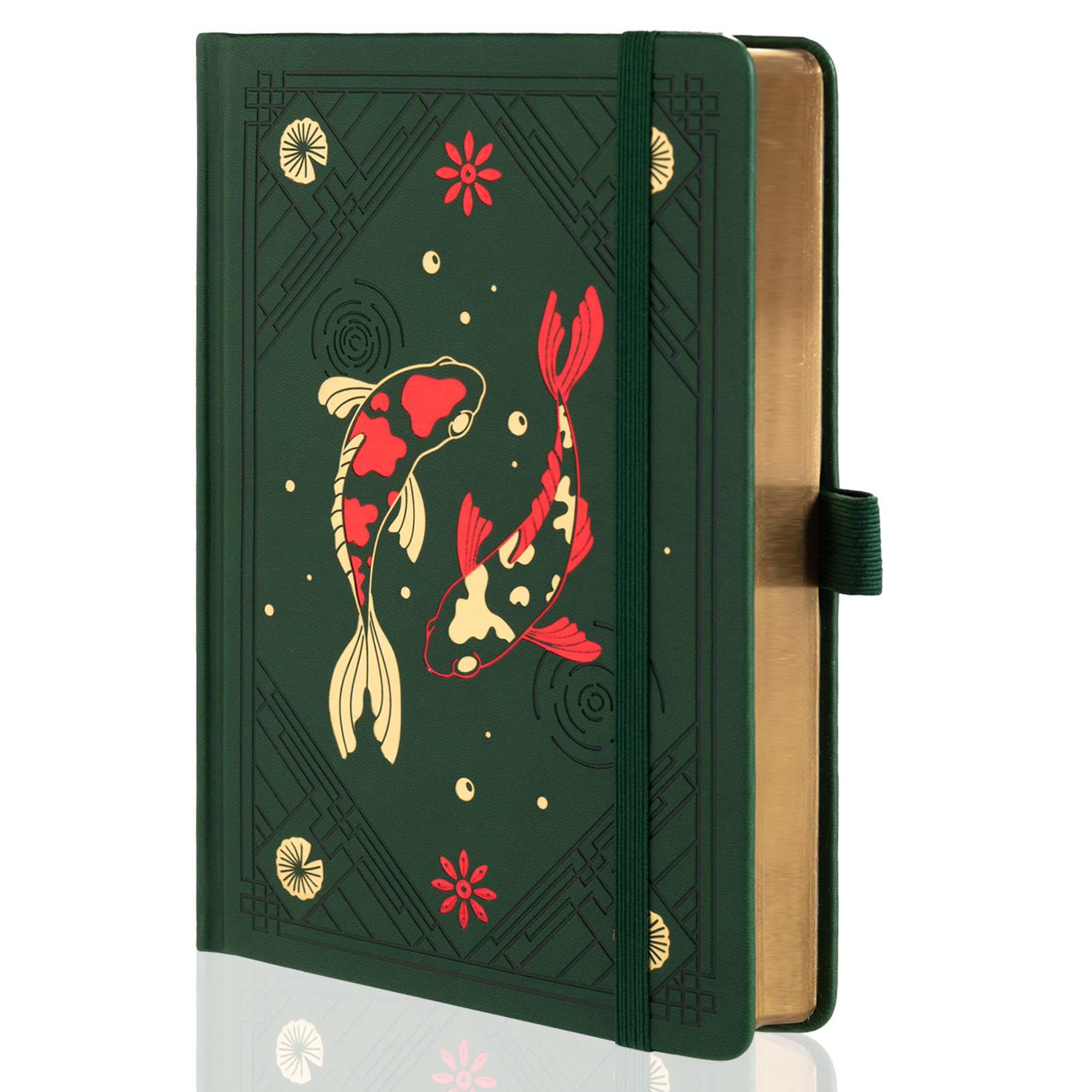 TIEFOSSI Dotted Journal Notebook, Aesthetic journal for Women & Men with Koi Fish Cover, A5 Hardcover Notebook with Ribbon, Dot Journals for Writing, Drawing, Planning, 190 Numbered Pages
