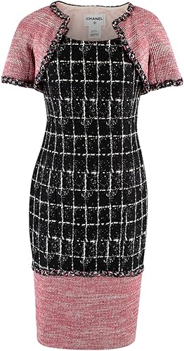 Vestido Entallado y Chaqueta Bolero de Tweed Rojo y Negro de Segunda Mano