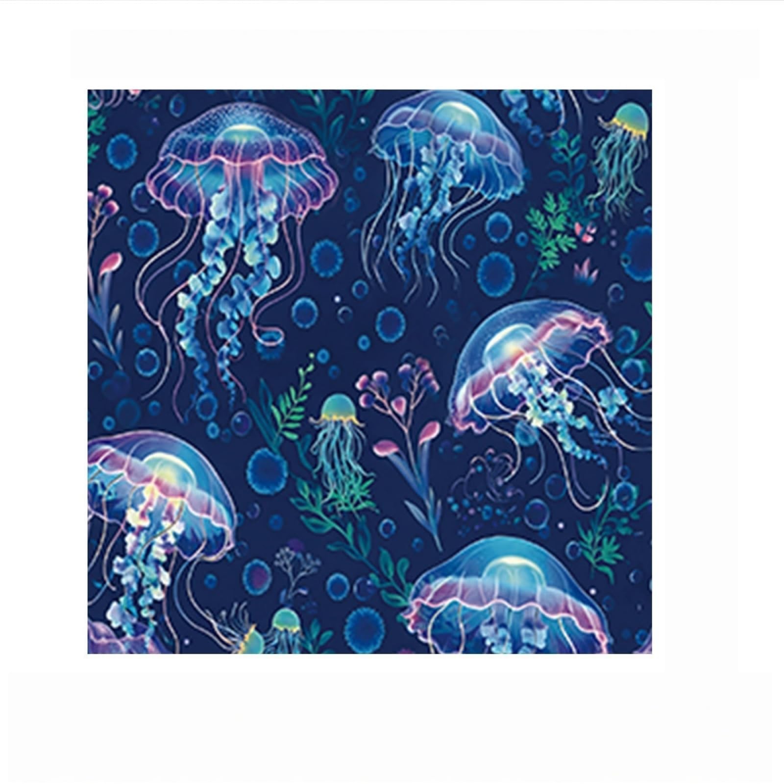 Wallpaper Blue Jellyfish Peel and Stick Self Adhesive Wallpaper for Living Room Waterproof Vinyl, Art Deco Thicken Sticky Back Plastic Removable
