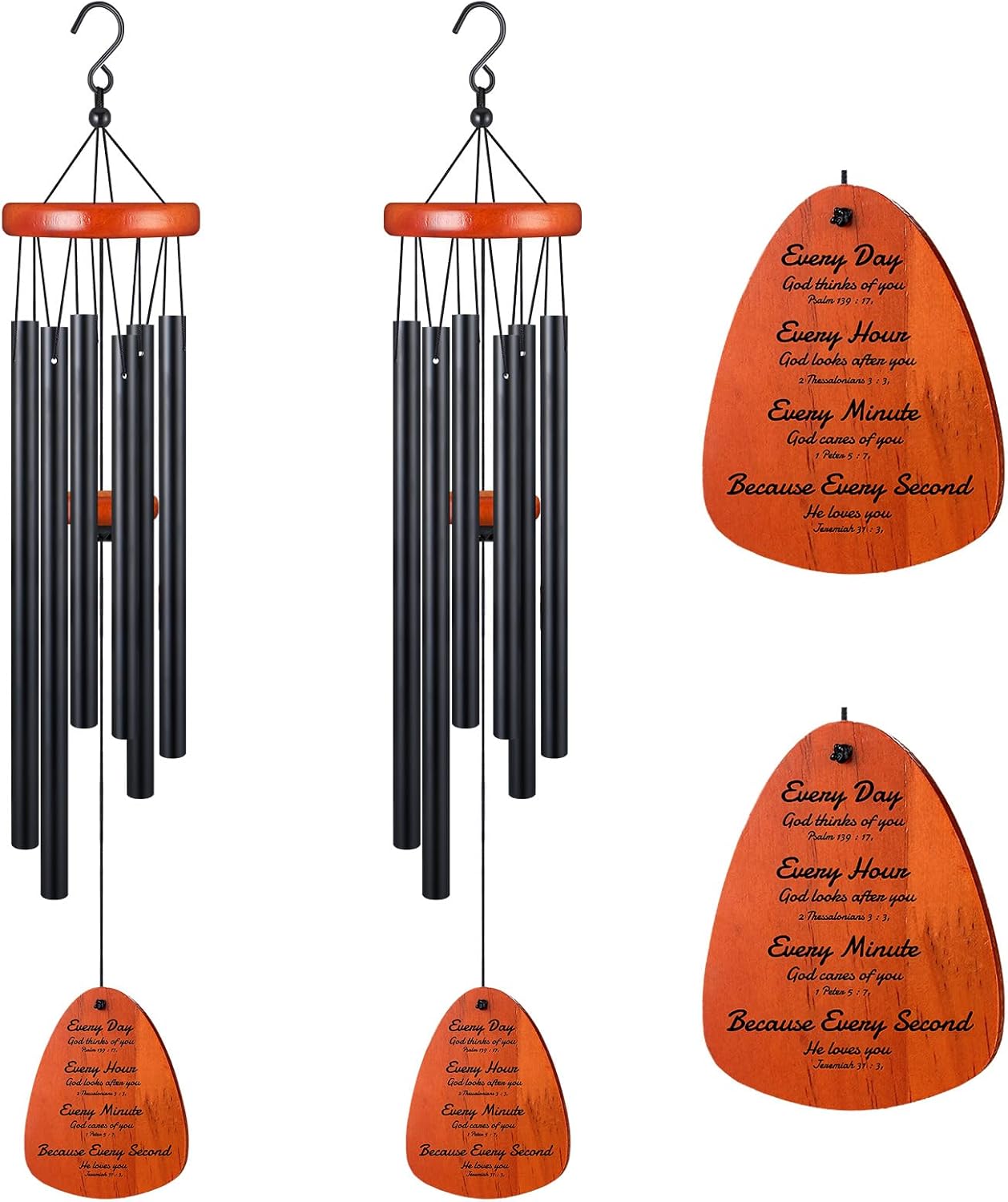 Soaoo 2 Pcs Christian Gift 28 Inch Wind Chimes Bible Verse