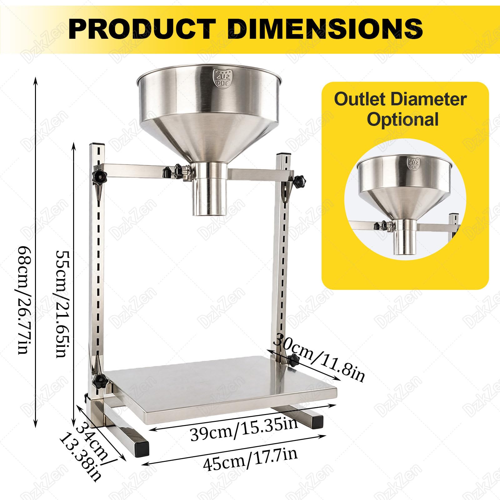 Embudo De Llenado Manual, Tolva De Alimentación De Acero Inoxidable 304 con Soporte, Bandeja Elevable Ajustable, Diseño De Boca Ancha, para Dispensación De Polvos, Líquidos Y Gránulos 2cm