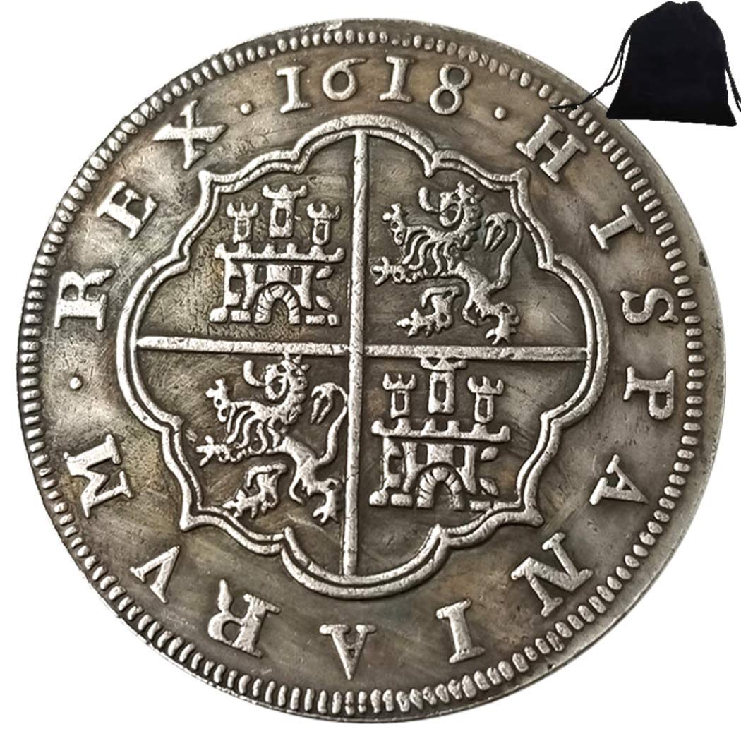1618 Monedas históricas talladas a mano de España - Grandes monedas europeas de España - Moneda antigua conmemorativa sin circular + Bolsa KaiKBax - Es una moneda artesanal, experiencia futura