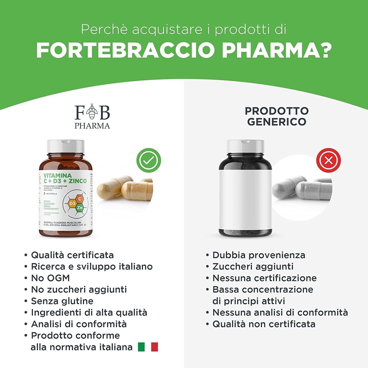 Fortebraccio Pharma Integratore di Vitamina C 1000mg, Vitamina D D3 2000 UI, e ZINCO ALTO DOSAGGIO 360 Capsule (FORMATO SCORTA). Integratore Articolazioni & Ossa, supporto per il sistema immunitario