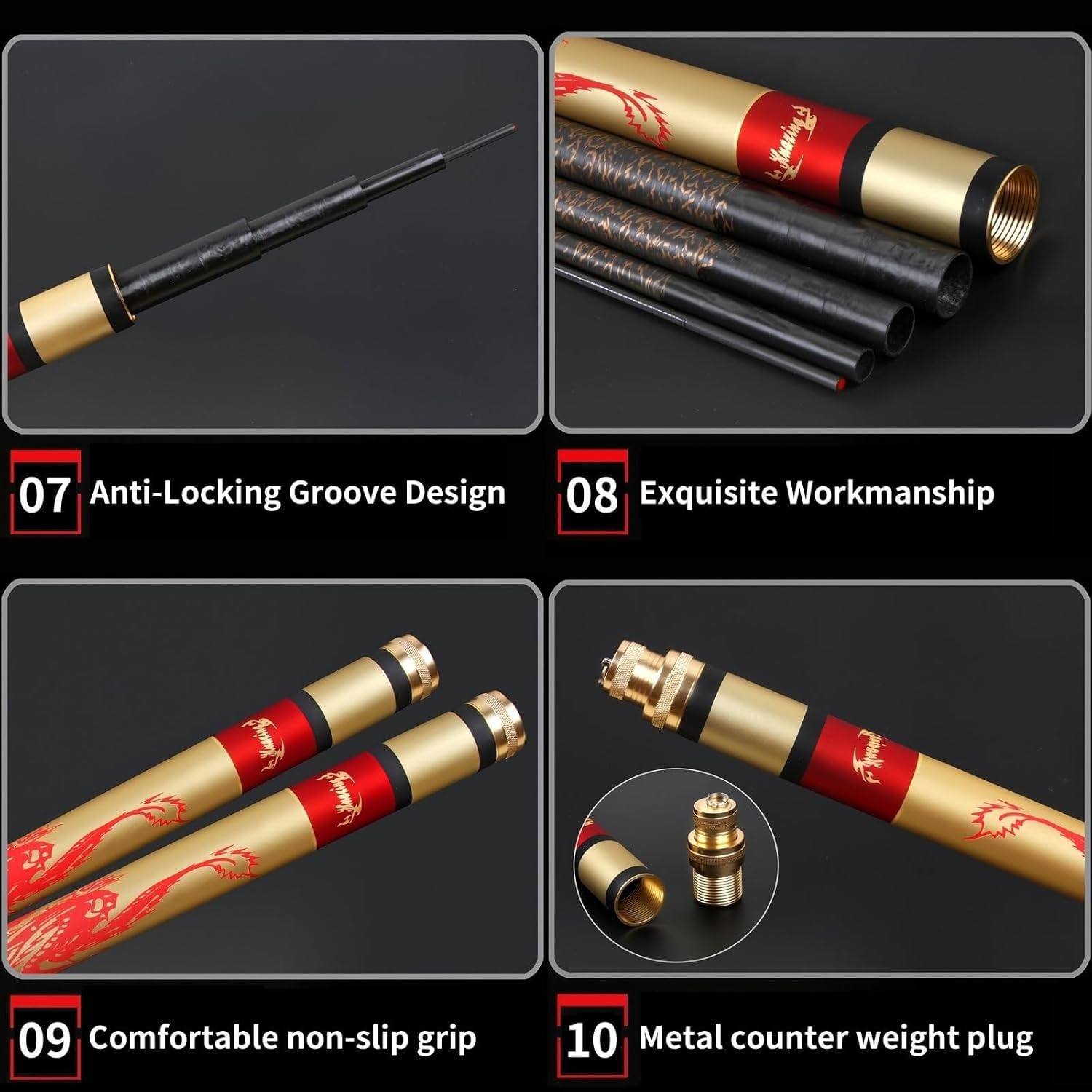 Canna da Pesca telescopica in Carbonio Ultraleggera e Super Rigida – Canna da Carpa, 3,6 m–7,2 m, per Lunghe sessioni di Pesca(7.2 m)