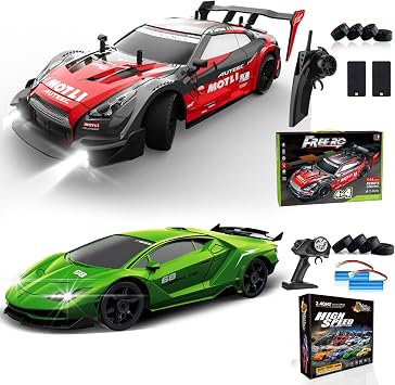 RC Drift Car 116 Scale 4WD RC Car 30km/h High Speed+RC Drift Car 124 Scale 4WD RC Car 15km/h High Speed Racing Sport Toy Car for Adults Boys Girls Kids Gift 2Pcs Rechargeable Battery