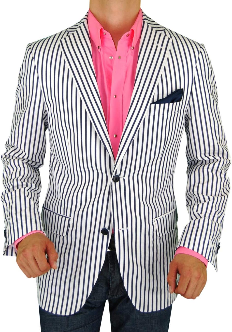 DTI BB Signature Men's Italian 2 Button Stretch Suit Blazer Jacket Trim Fit