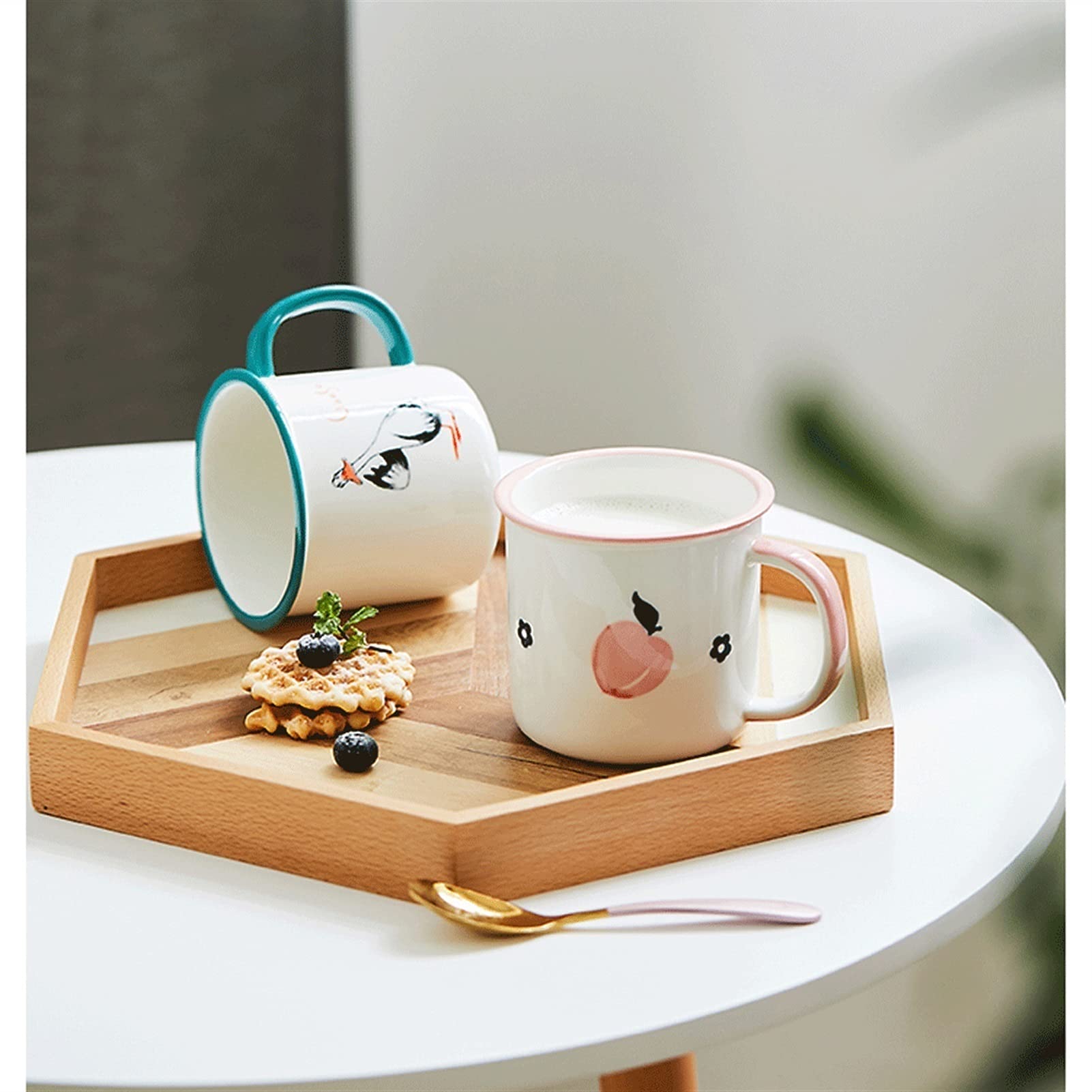 Kaffeetassen, Teetasse, Milchbecher, Obst, kreative Emaille-Imitation, persönlicher Haushalts-Milchkaffee-Keramikbecher, wiederverwendbarer Teebecher, tragbarer Wasserbecher für Zuhause, Büro, Re