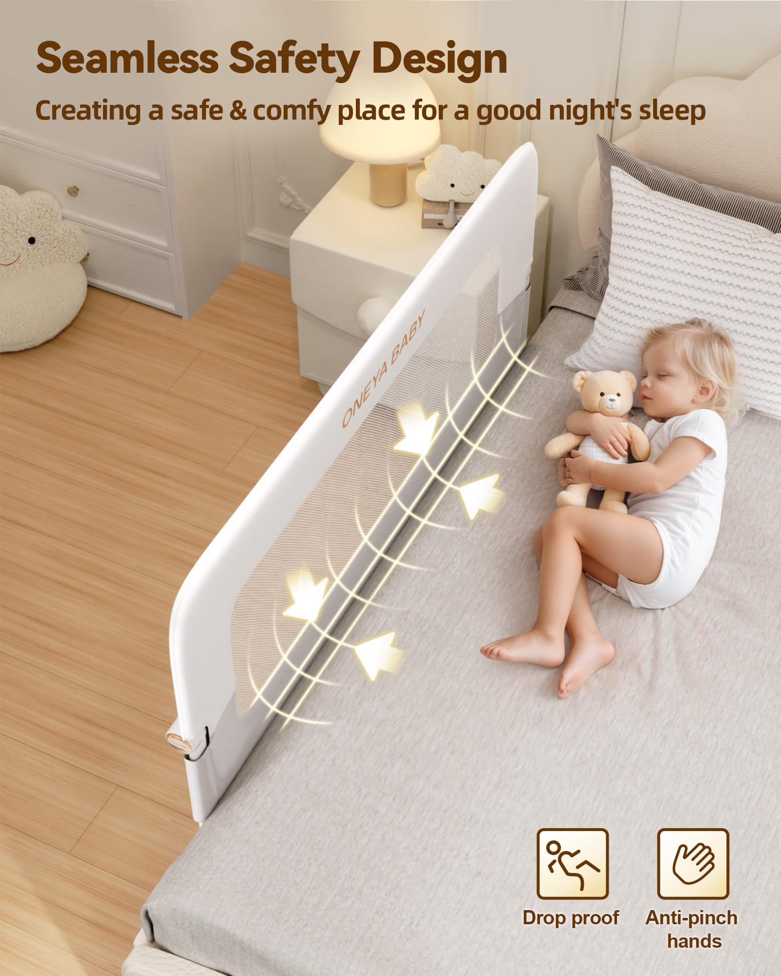 Protector de barandilla para cama de bebé, riel grueso de 48 pulgadas para niños pequeños, extra alto, para niños, barandilla lateral de seguridad para niños, para cama individual, matrimonial, Queen