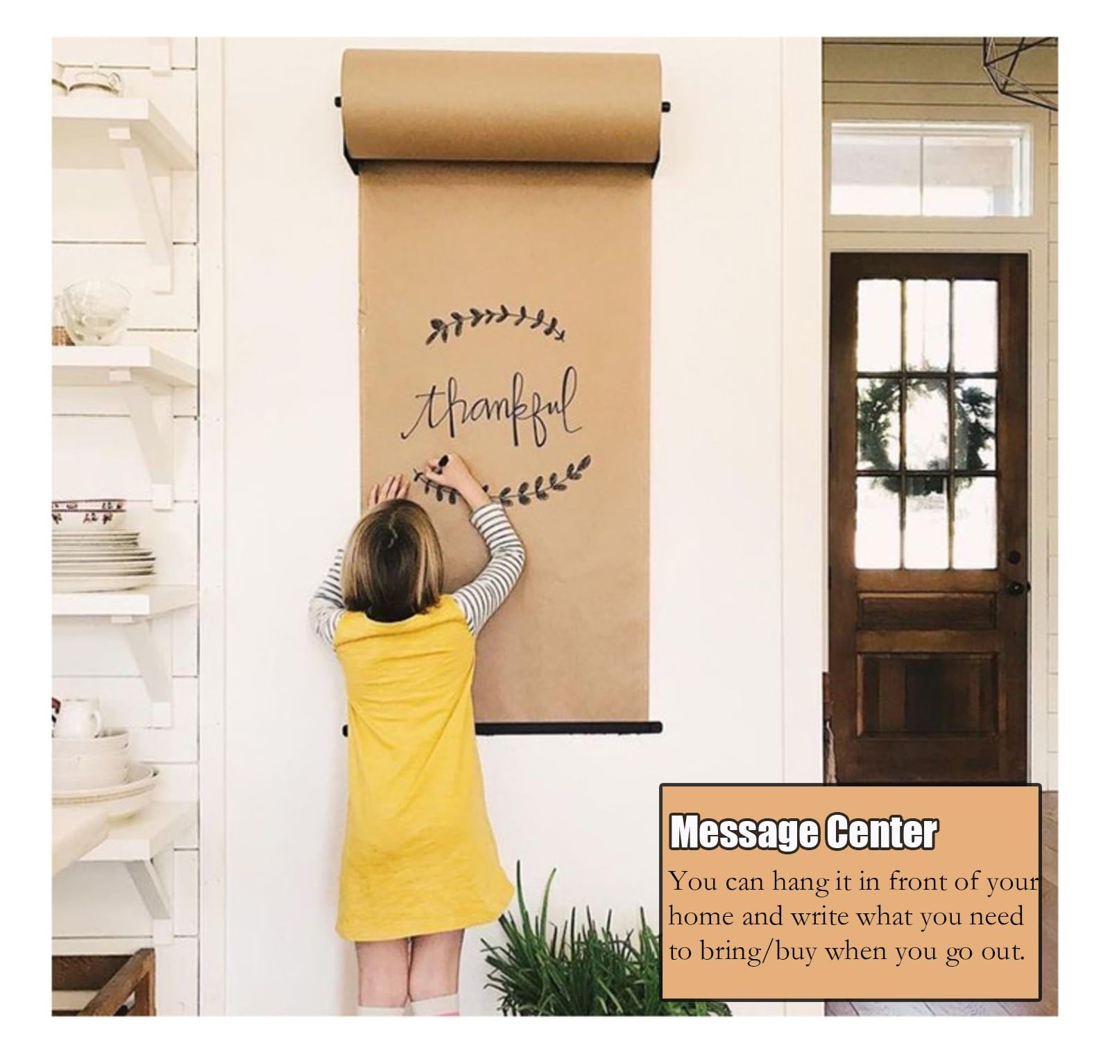 Distributeur Papier Kraft Mural 127 67 97 37 Cm, Coupe-Rouleau De Papier pour Cuisine/Salle Bricolage, Rouleau Papier Kraft avec Barre(37cm/14.6in)
