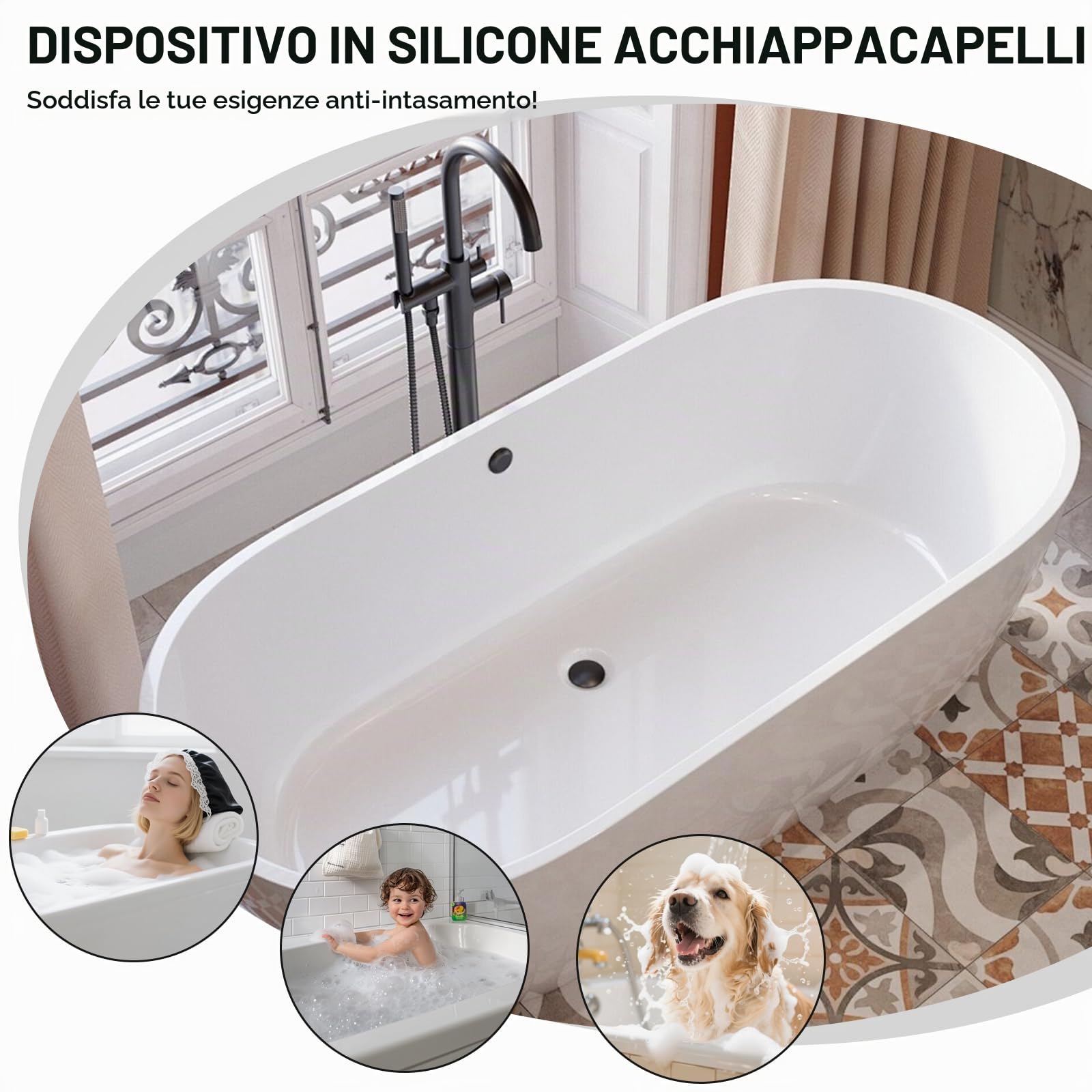 3 Pezzi Raccogli Capelli Doccia, Filtro Doccia Capelli in Silicone, Filtro per Capellio Protezione Scarico con Fondo Rialzato, Filtros per Lavello per Bagno, Vasca da Bagno, Cucina