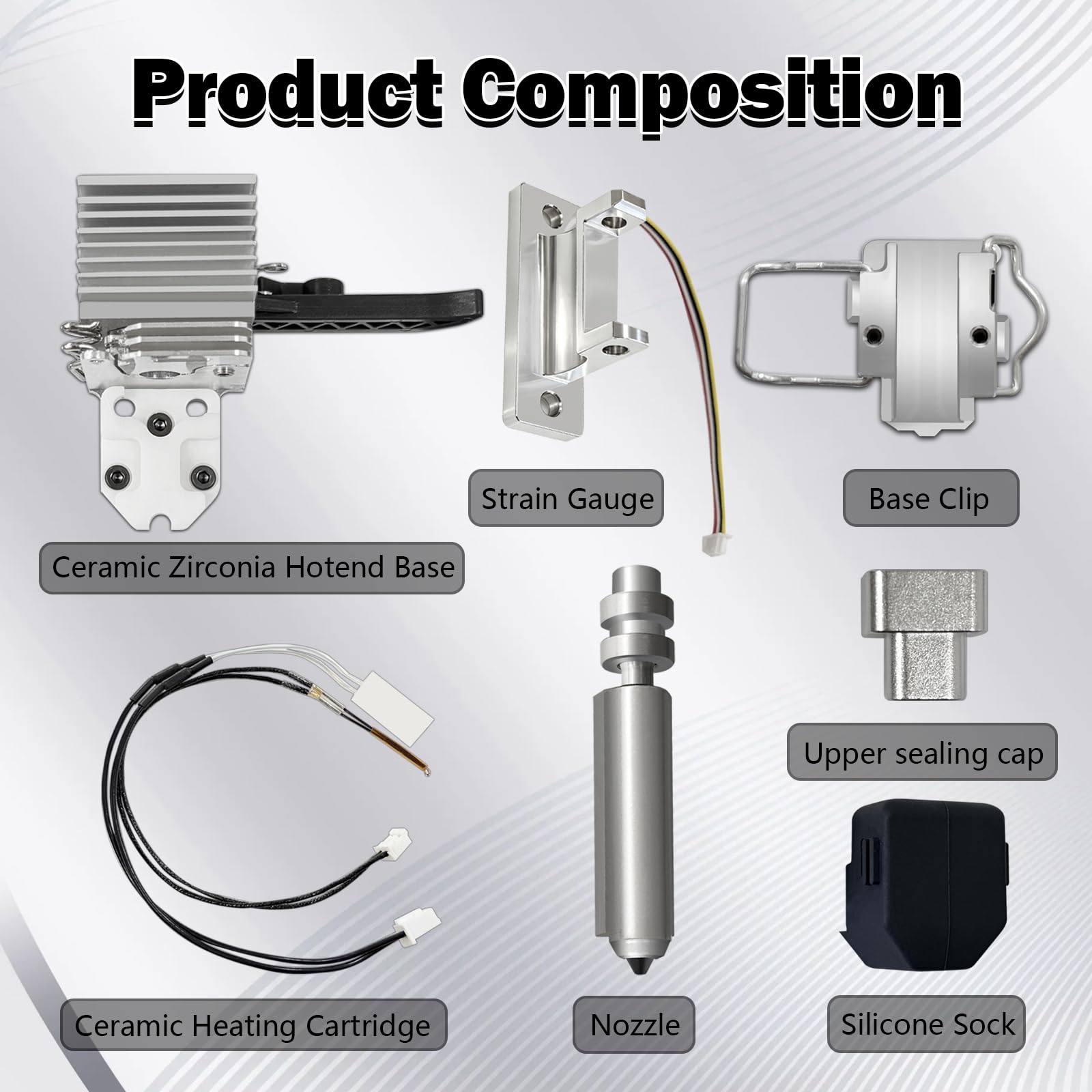 Kobra X 0.4MM Hotend Heizungsbaugruppe Kit Hot End Extruder Druckkopf | Kühlkörper Zirkonoxidkeramik Dehnungsmessstreifen für Anycubic 3D-Drucker mit 3 Gehärtetes Stahldüse & 1 Silikonhülle