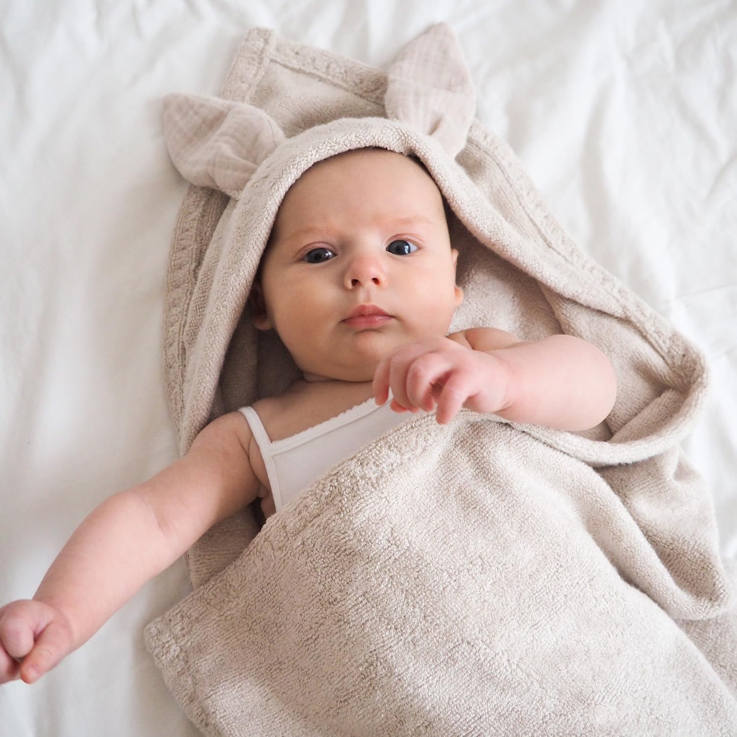 MAYLILY - Bambus Baby Handtuch Bunny – Kapuzenhandtuch für Neugeborene - Badetuch - Baby Handtuch mit Kapuze - Geschenk zur Erstausstattung - Baby Handtücher - Bademantel Baby - (beige)