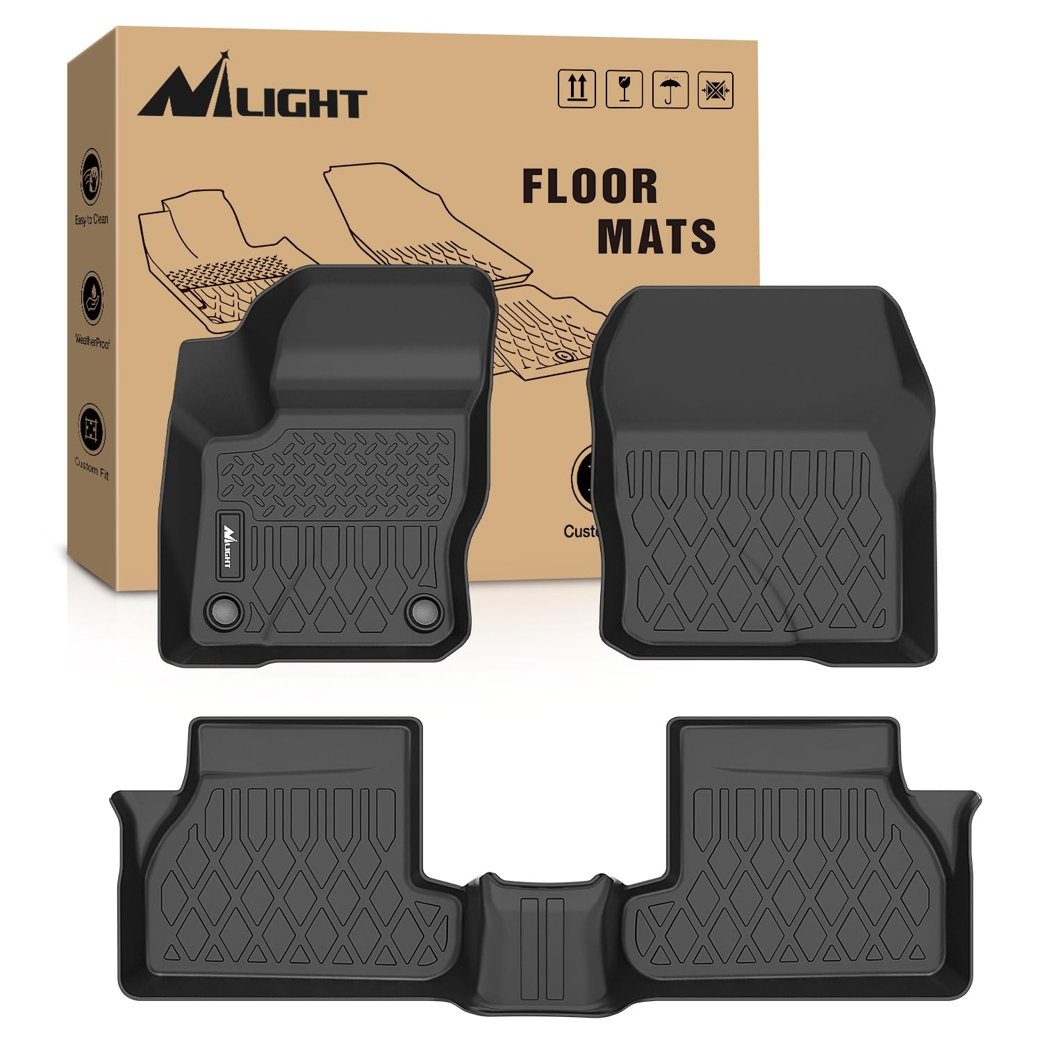 Nilight TPE Floor Mats for Ford Focus 2012 2013 2014 2015 2016 2017 2018, All Weather Custom Fit Heavy Duty Floor Liners