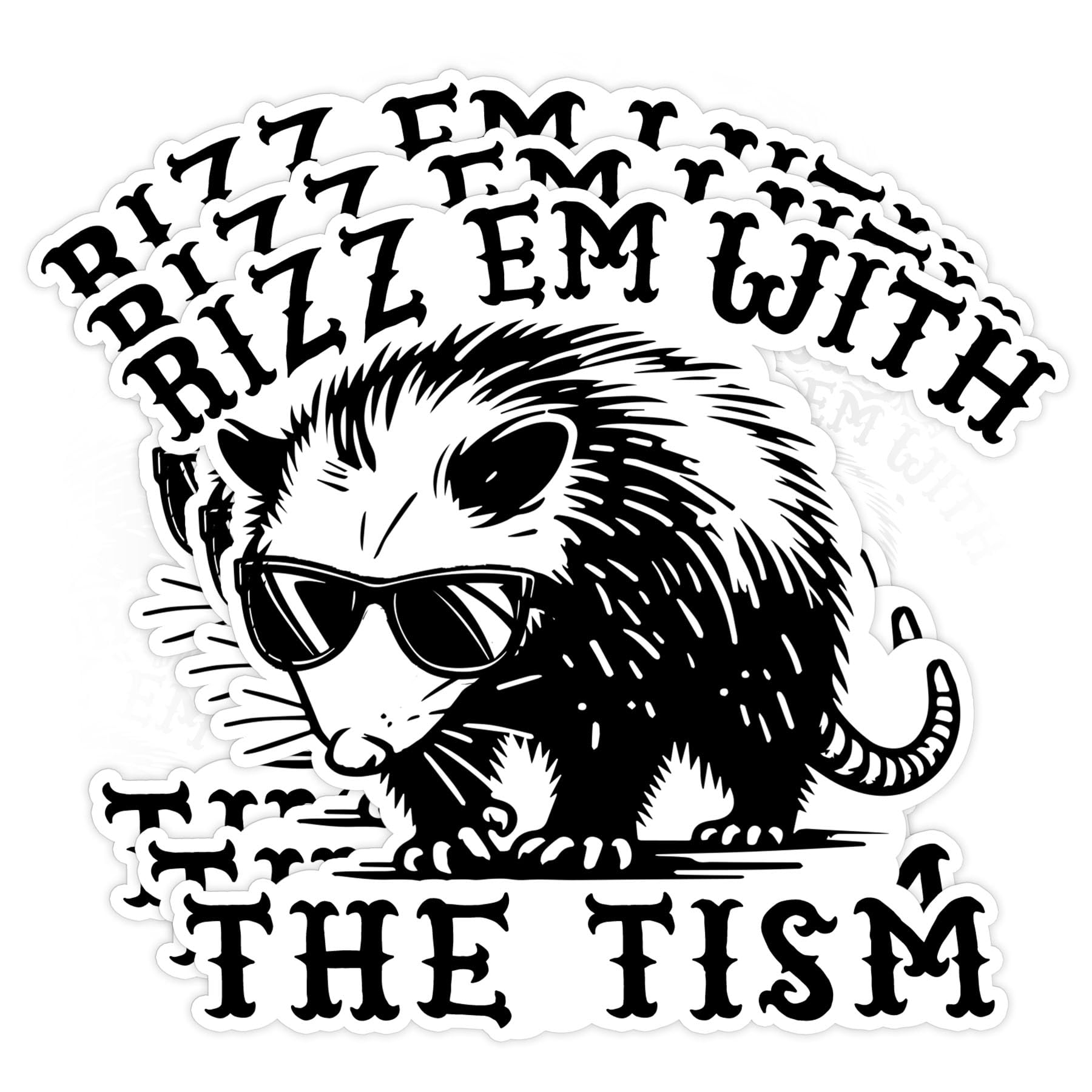 Set 3PCS 3 Inches - Rizz Em with The Tism Sticker Sarcastic Funny Meme Dark Humor Opossum 3" Waterproof Vinyl Decal for Water Bottles, Tumblers,