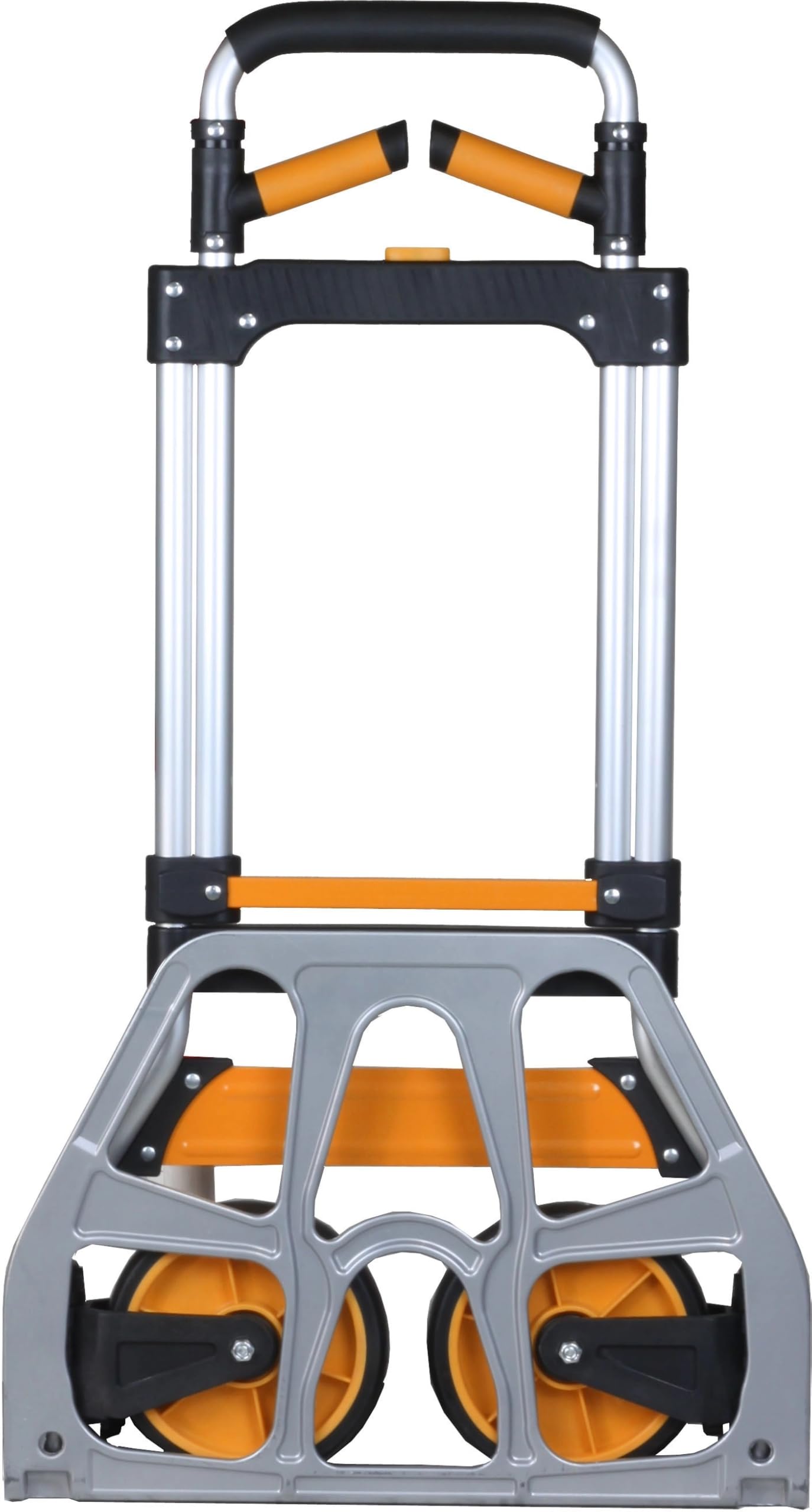 Svelt Carrello Pieghevole Ultracompatto con Struttura in Acciaio e Alluminio, Portata 120 kg, Pedana Ribaltabile 48x35 cm, Ruote Antiforatura e Manico Telescopico