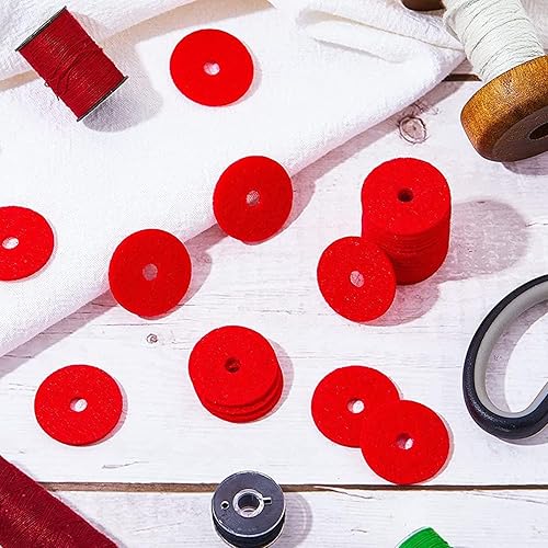Miniatura 5 de ZYAMY 100 piezas de carrete de máquina de coser, almohadilla de fieltro de 1 x 0.2 x 0.08 pulgadas, fieltros, bobina, bobina de coser, adaptador de