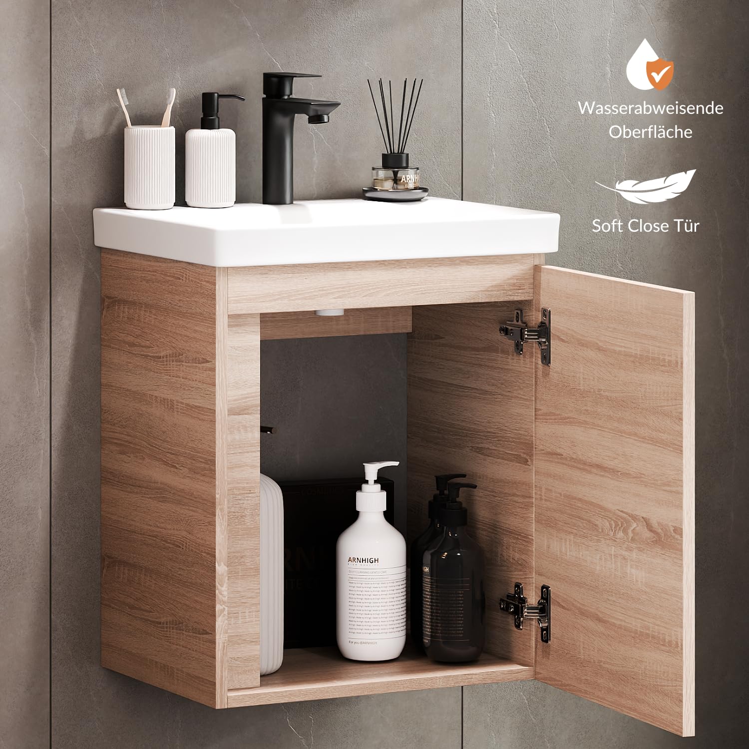 Set Bagno 4 Pezzi Planetmöbel - Mobile Lavabo 45cm, Specchiera E Mobile Midi In Bianco - Foto 4