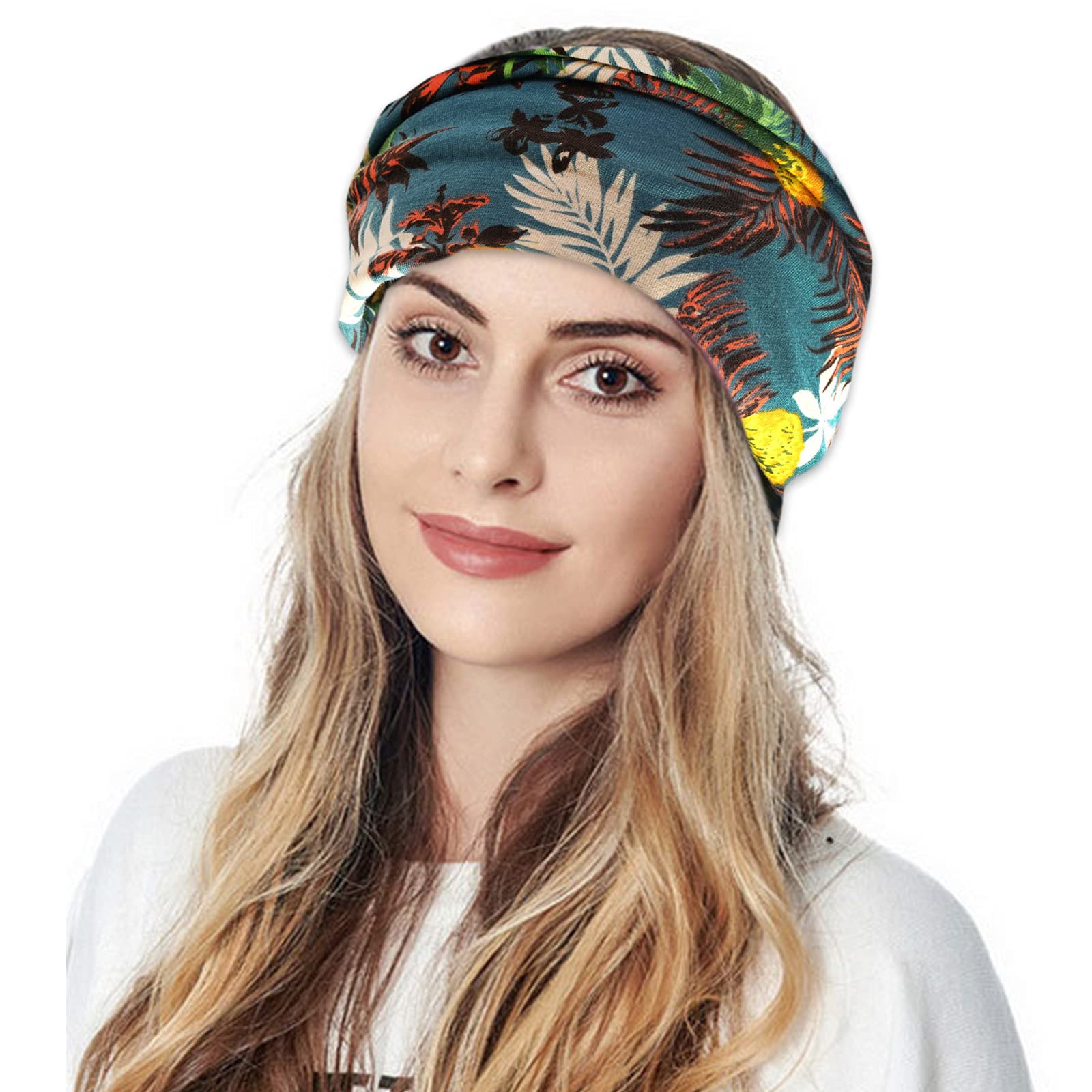 PANYI 4 Pezzi Fasce per Capelli Donna Stile Boho Fascia per Capelli Vintage Larghe Stampate Twist Yoga Accessori Fascia Sportiva Capelli Donna Adatte per Donne e Ragazze
