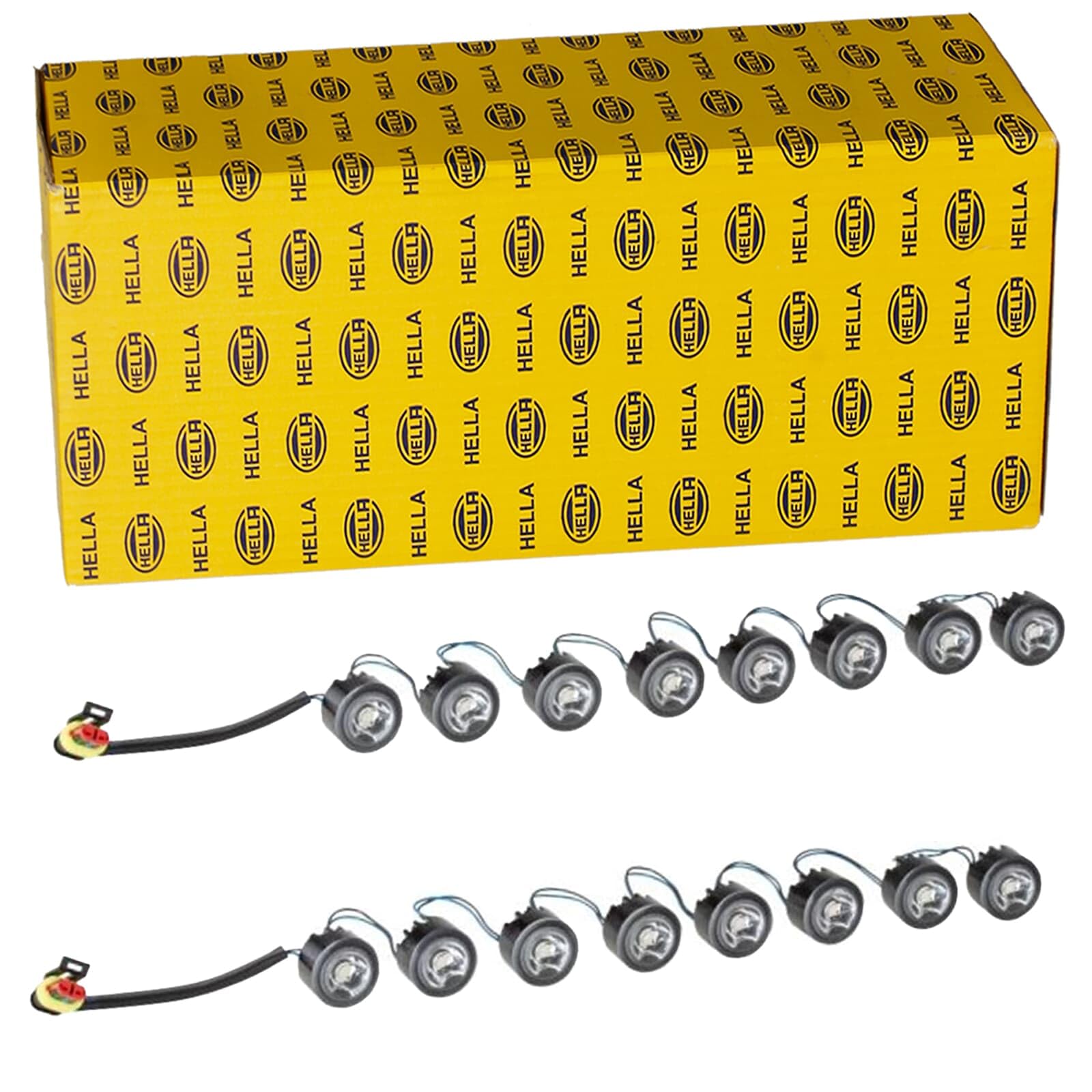 HELLA 2PT 010 458-761 LED-Kit luce guida diurna, LEDayFlex, 12/24V, rotondo, Montaggio, interno, colore diffusore luce cristallino, Cavo 120mm, Frontale d. veicolo, Serie / Kit