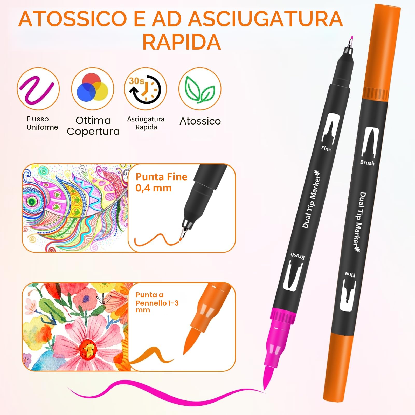 Lyuvie 158 Colori Pennarelli Punta Fine-Set Pennarelli Doppia Punta Brush Pen Lettering con custodia Nera,Pennarelli Acquerellabili per Adulti Bambini Disegni Colorare Lettere Pasqua Natale