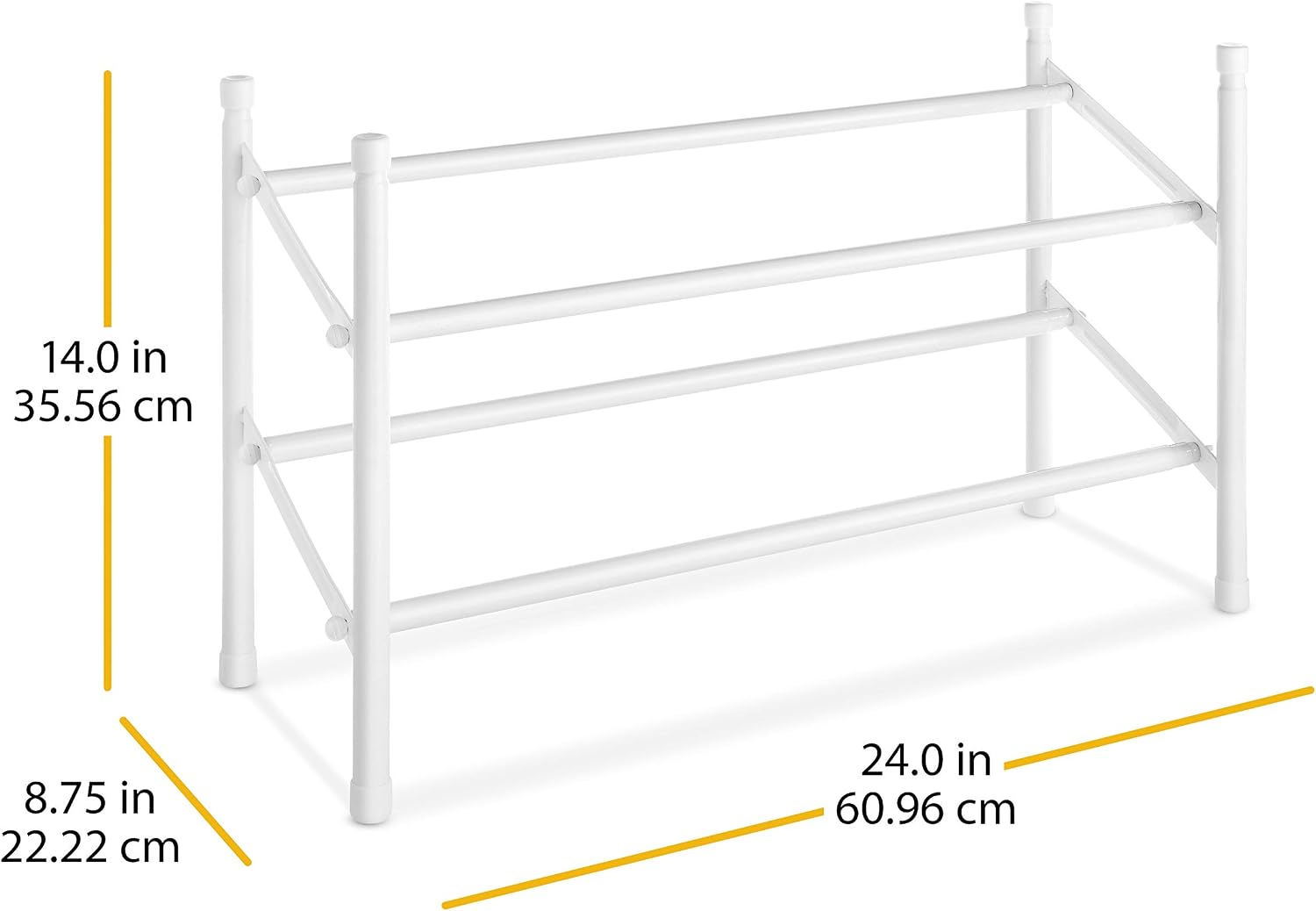Whitmor 2-Tier, White Expandable and Stackable Shoe Rack