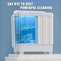 Vista 6 de VCJ - Minilavadora portátil, lavadora de doble tina compacta con lavadora y secadora combinada con capacidad de 28 libras, lavadora de 18 libras