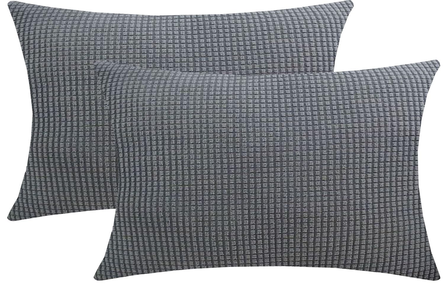 Cushion Covers Pack of 2 Large Decorative Square Throw Pillow Case Green/Brown/Grey/Blue for Sofa Living Room Couch,Rectangle Pillowcase Covers with Invisible Zipper(Dark gray,60x70cm(Set of 2 ))