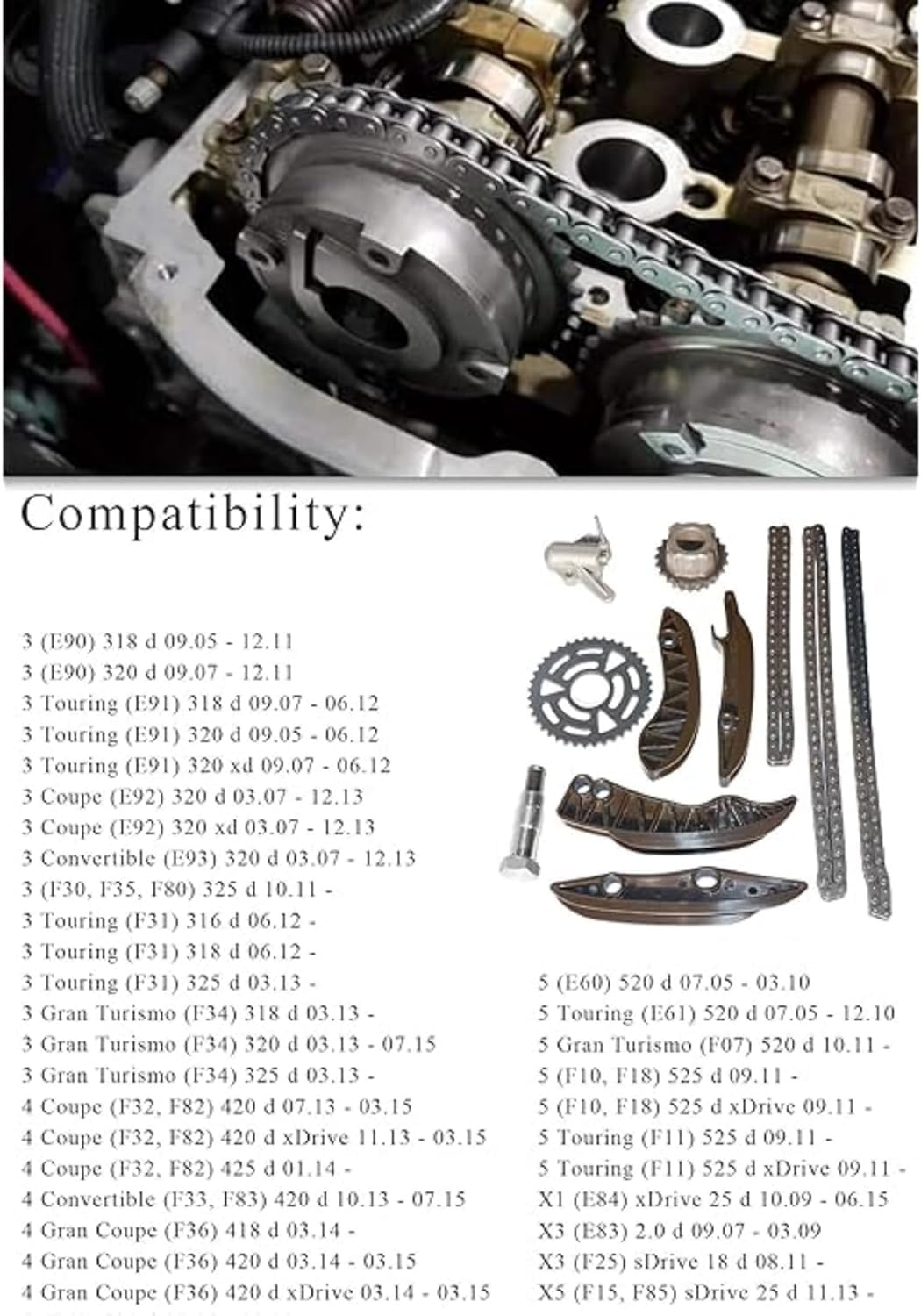 11317797898 Juego de cadena de control de repuesto para N47 118d 120d 318d 520d X1 16d X3 18d N47 Diesel 11317797901 13527797905
