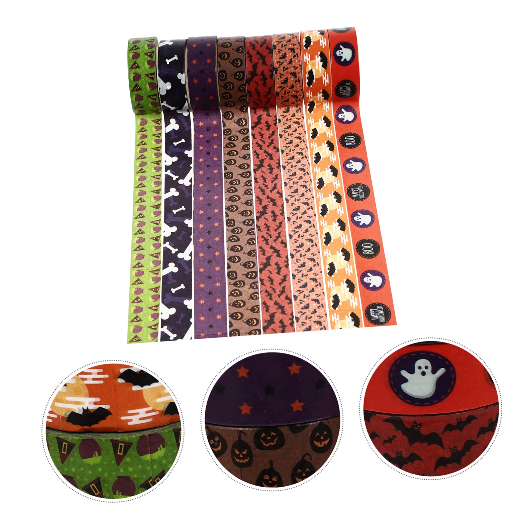 NUOBESTY 56 Rollos washi Adhesiva Decorativa Adhesiva para Scrapbooking Manualidades Halloween Manualidades de Halloween Cintas para Envolver de Halloween