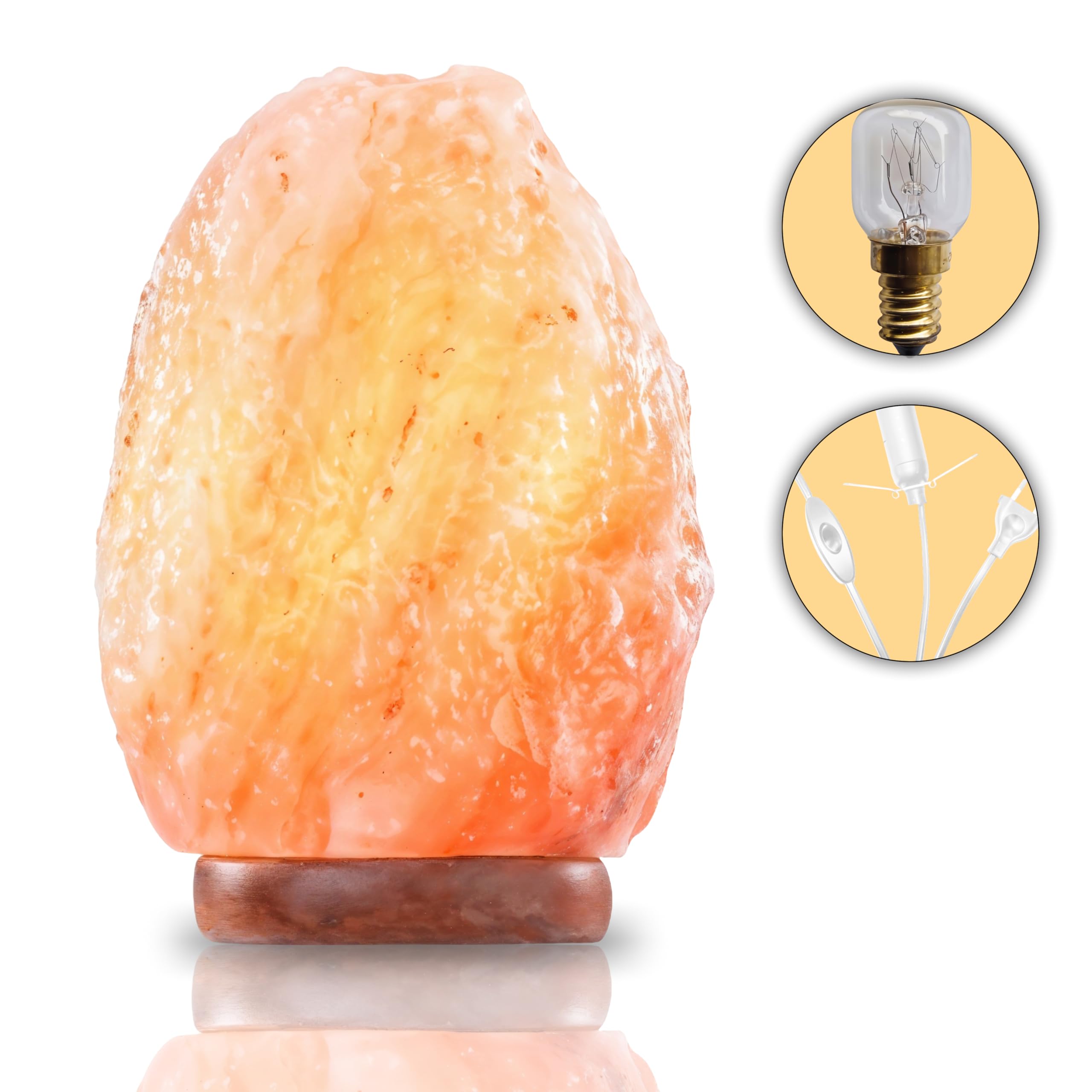 HEIMTEX Salzlampe 4–8 kg – Himalaya Salzkristalllampe in natürlicher Form aus der Salzregion Pakistan – Salzlampe mit Kabel und austauschbarer Glühbirne, hergestellt aus reinem Salzstein.