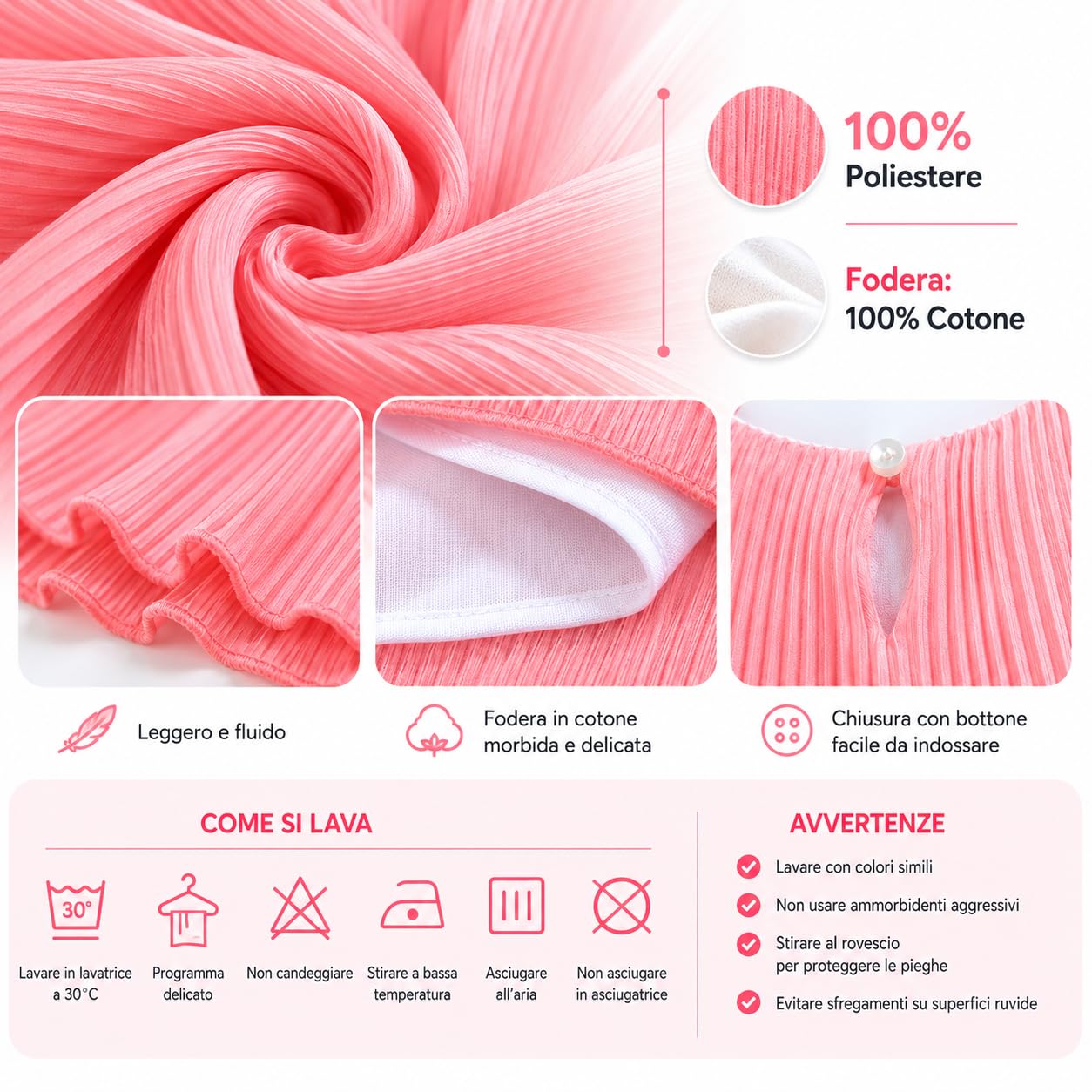 Generico Vestito Estivo Neonata 6-24 Mesi Elegante in Chiffon con Maniche a Volant e Fiocco – Abito Bambina Cerimonia Primavera Estate