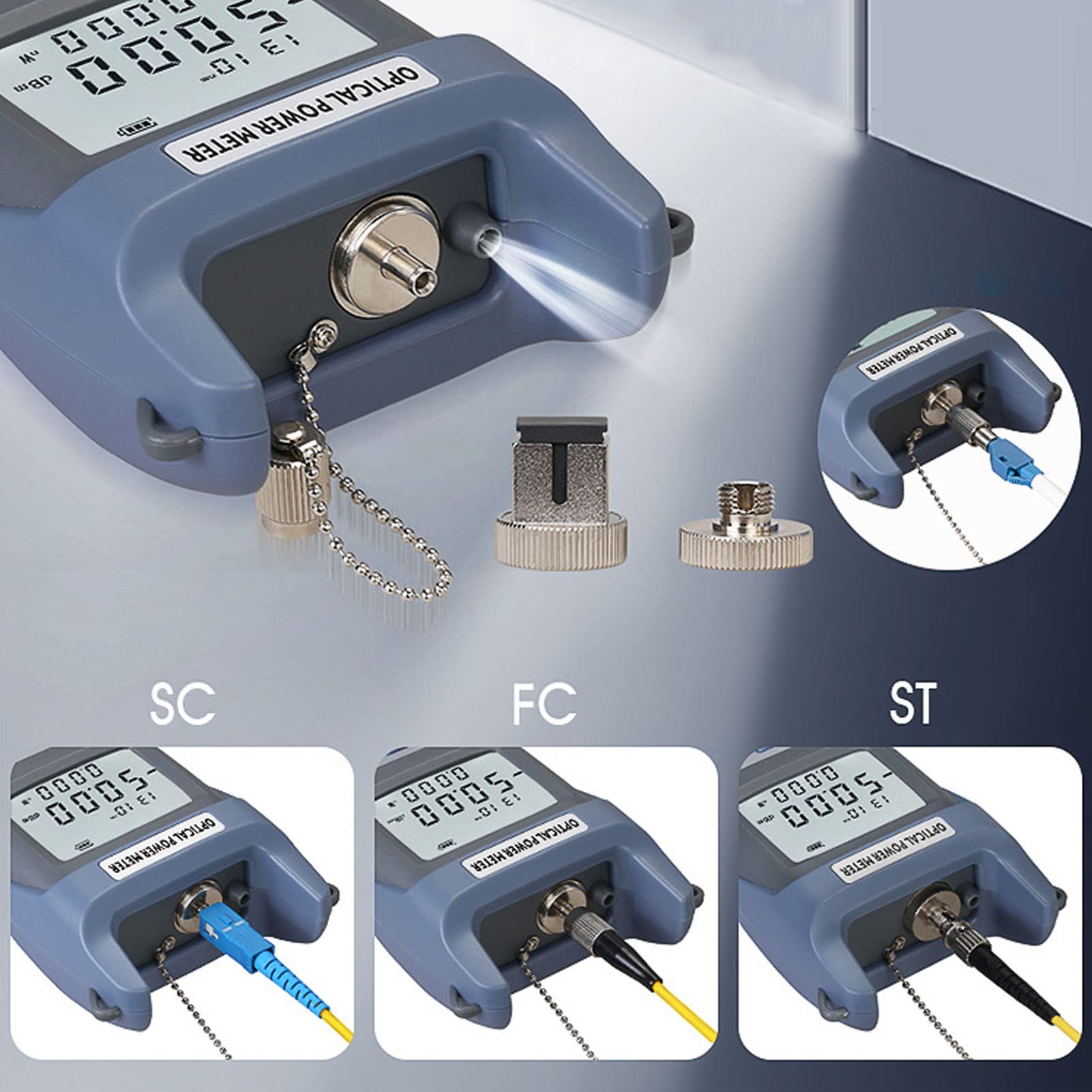 Medidor de Potencia de Fibra óptica, -50 a +26 DBm Medidor de Potencia de Fibra óptica 10 Longitudes de Onda Interfaz de 2,5 Mm Probador de Cable de Fibra óptica, Conectores de