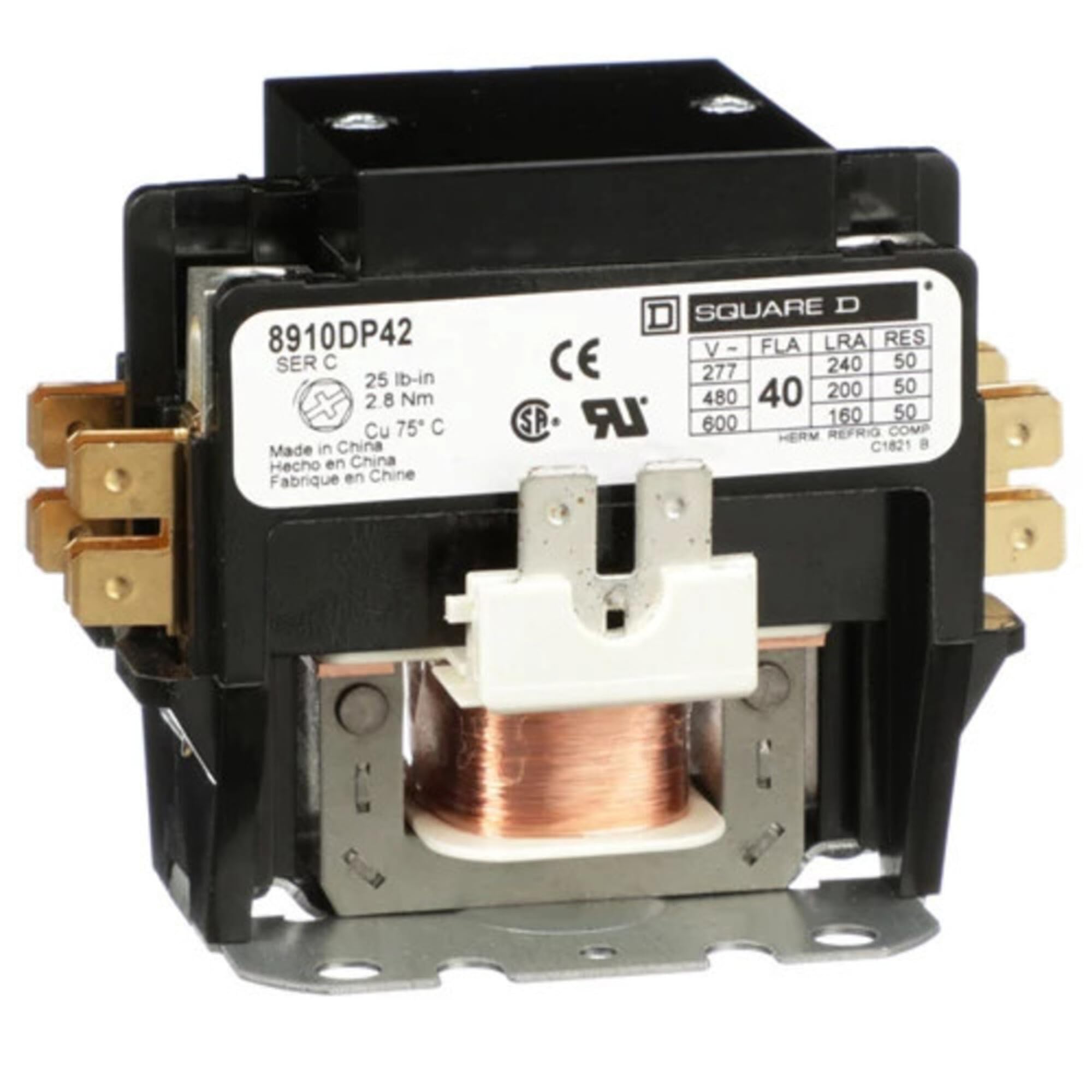 SCHNEIDER ELECTRIC 8910DP42V09 Contactor 600-Vac 40-Amp Dp Plus Options Electrical Box