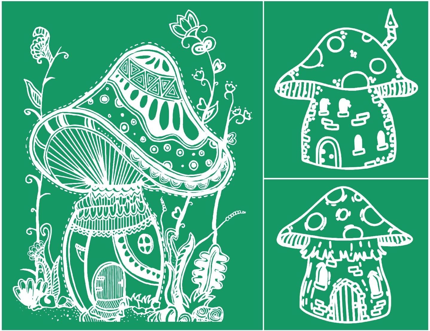 Big Mushrooms Self-Adhesive Silk Screen Printing Stencils,Wild Flowers Pattern Reusable Screen Stencil for Crafts Mushrooms Screen Printing Mesh Stencils Painting on Wood T-Shirt,Cup,Pillow Fabric