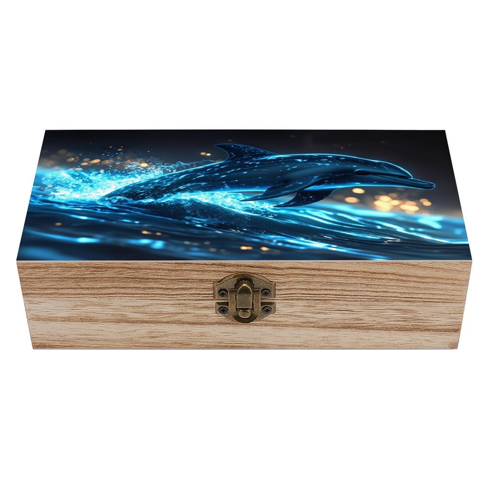 asbwuo Dolphin Vintage Wooden Keepsake Box