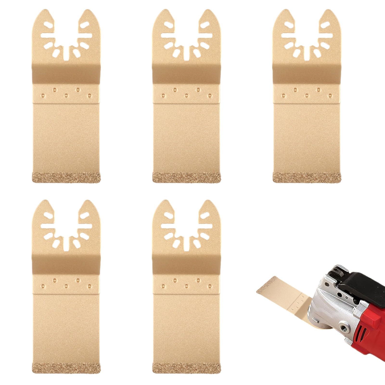 NIYATA Carbide Grit Multi Tool Blades, 5 Pack 35mm End Cut for Tough Grout, Brick & Plaster Removal, Universal Fit for Oscillating Multi-Tools, Compatible with Dewalt, Makita, Bosch, Fein & More