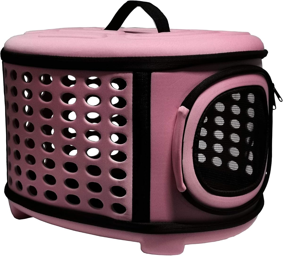 Transportín plegable para gatos duro, bolsa de viaje para mascotas para perros pequeños para viajes en coche con ventilación, cobaya, 2 gatos pequeños, jaula para perros (rosa)