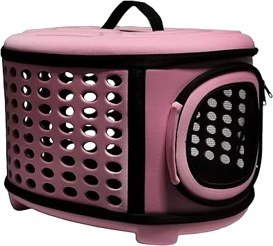 Collapsible Cat Carrier Hard, Travel Pet Carriers Bag for Small Dogs for Car Travel with Ventilation Guinea Pig 2 Small Cats Carrier Cage Dog Crate Pink