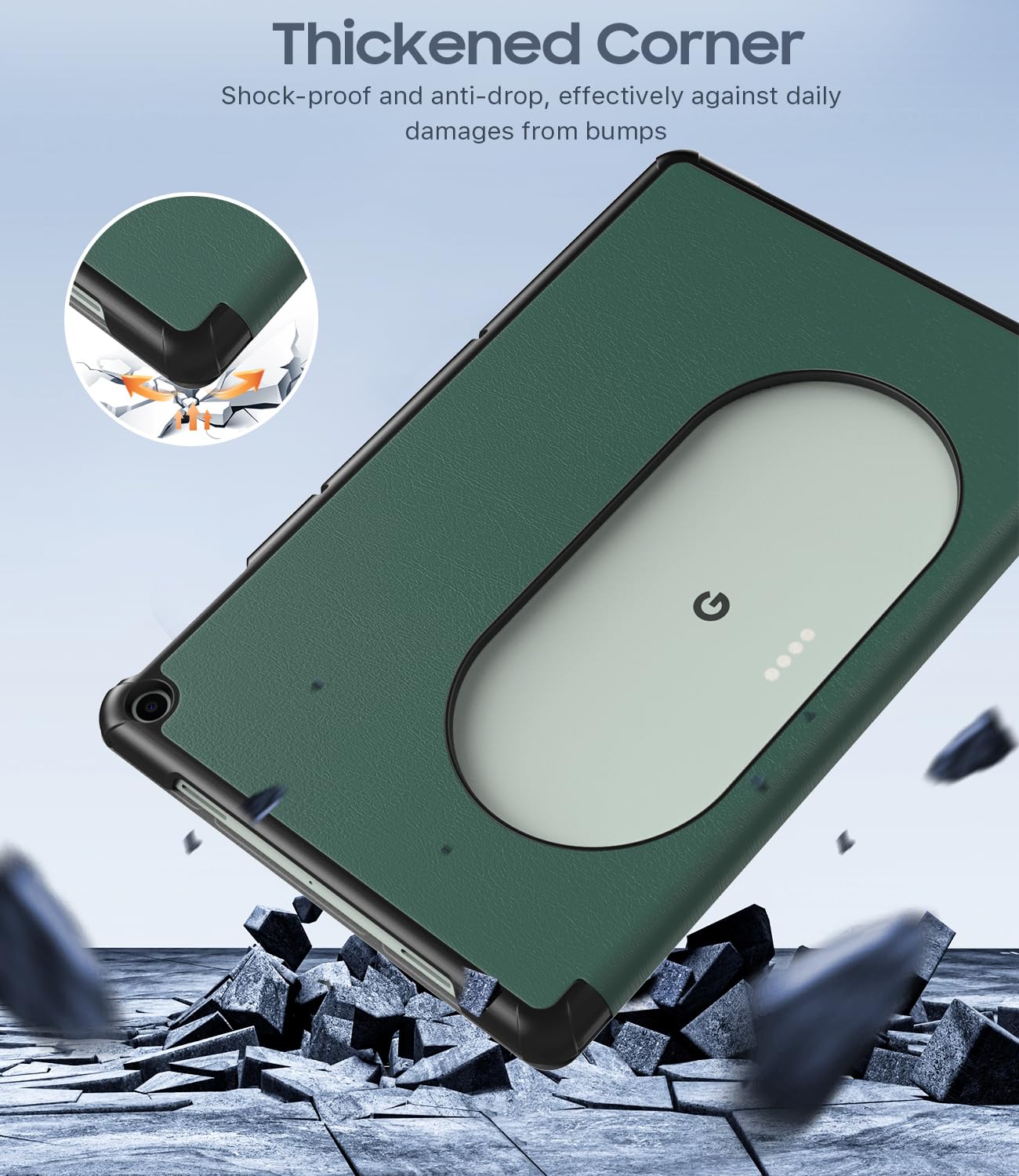 TiMOVO Designed for Google Pixel Tablet Case 11 inch (2023), Slim PU Leather Trifold Stand Cover Case for Pixel Tablet, Compatible with Charging Speaker Dock, MidnightGreen
