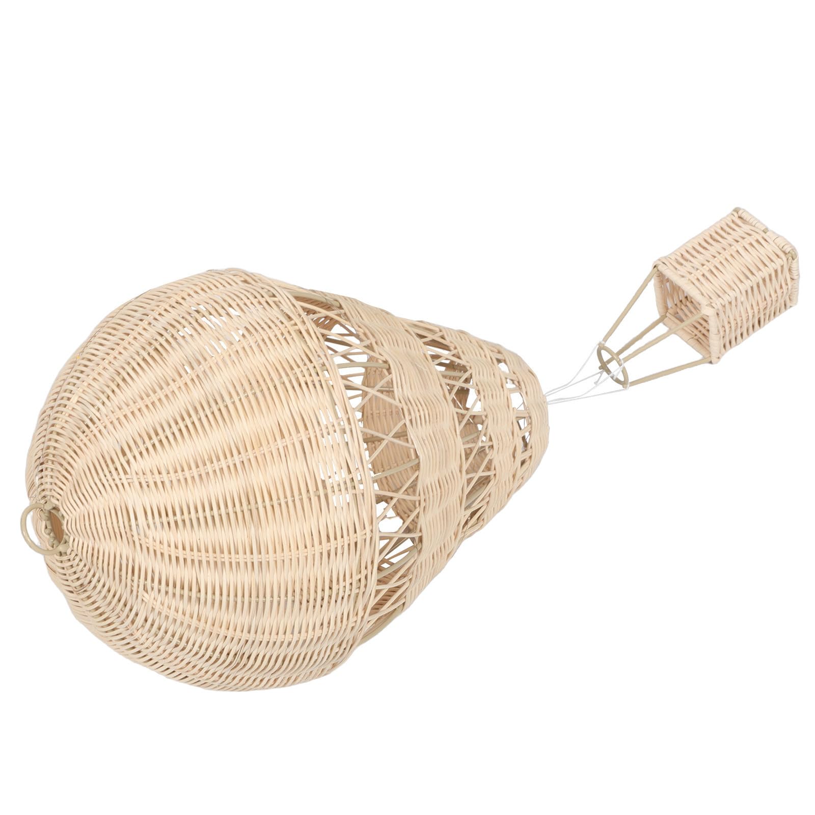 INOOMP Heißluftballon 30cm Größe mit Lichterkette Handgewebter Rattan Natürliche Hängende Dekoration im Pastoralstil für Kinderzimmer und Babyzimmer