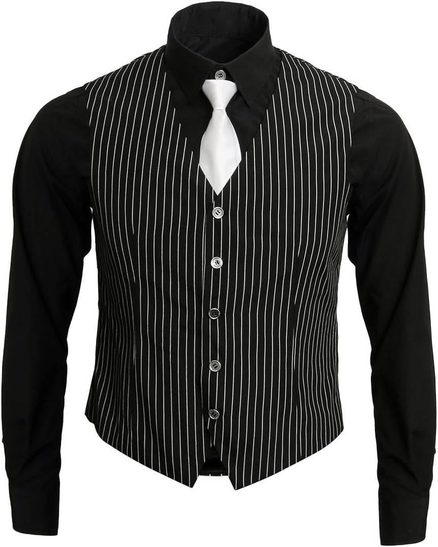 Jila mens 1920s Adult Men's Gangster Shirt, Vest and Tie Costume Accessories Set Roaring 20s Fancy Dress Up Outfit Suit