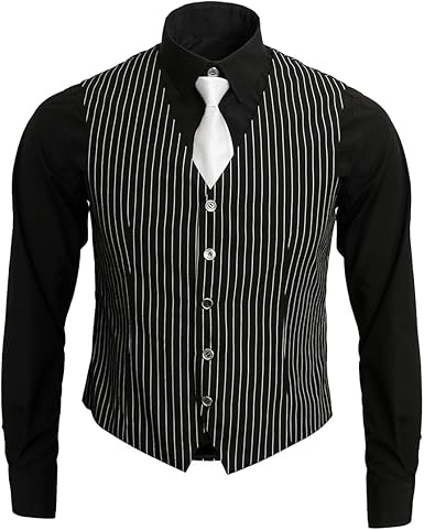 Jila mens 1920s Adult Men's Gangster Shirt, Vest and Tie Costume Accessories Set Roaring 20s Fancy Dress Up Outfit Suit