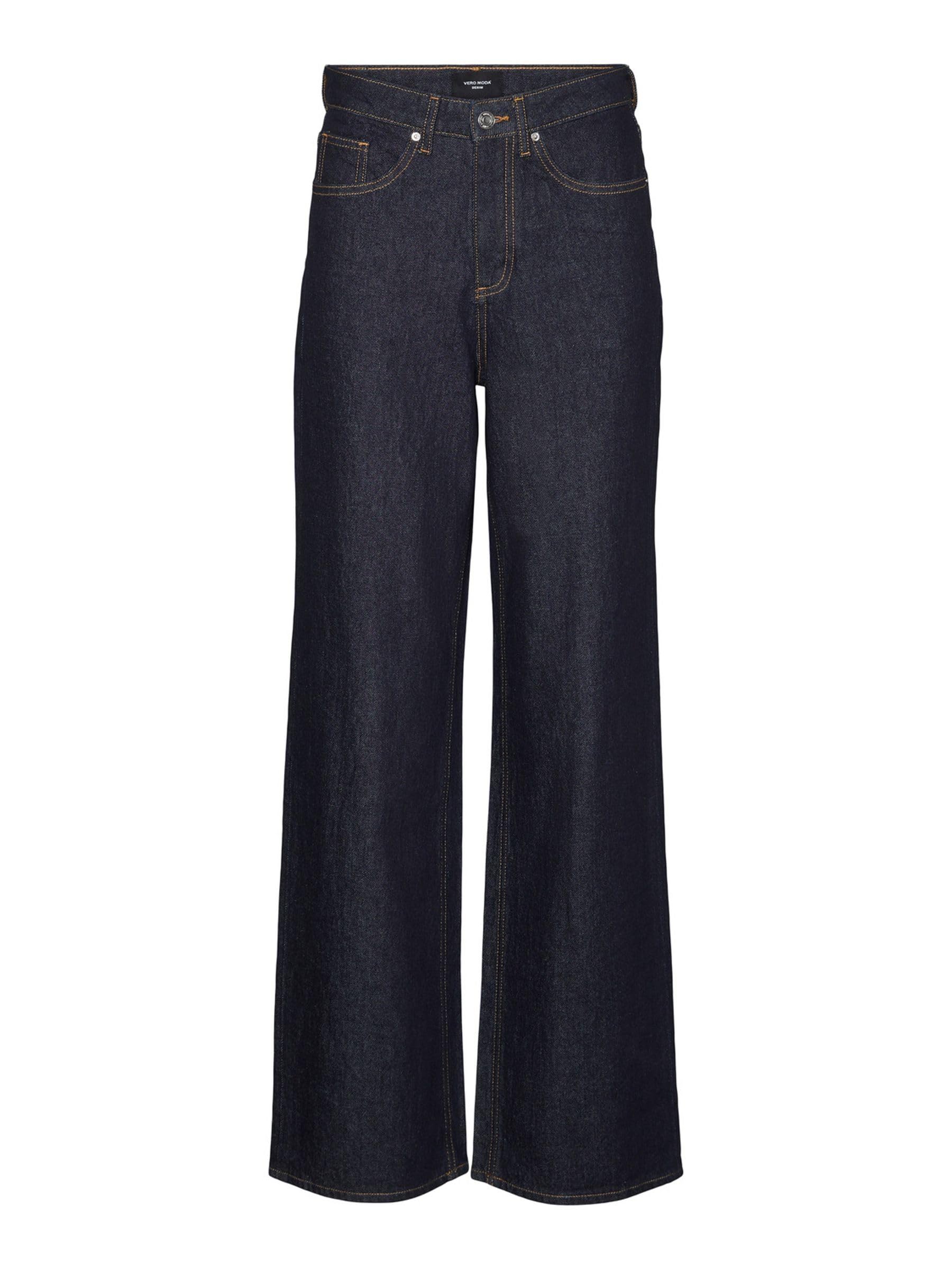 VERO MODA Women's Vmtessa Hr Wide Jeans Ra369 Ga Noos, Dark Blue Denim/Detail: Rinse, 28W x 32L