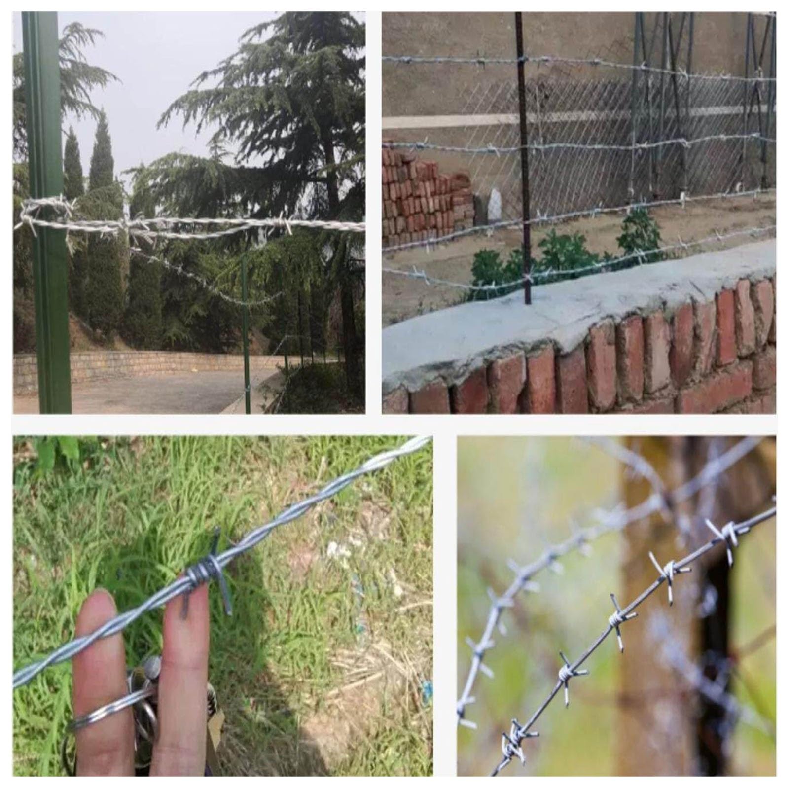 Alambre De Púas Galvanizado, Alambre De Cerca De Acero De 4 Puntas, Para Jardín Doméstico, Cerca De Granja, Malla Eslabonada Y Seguridad(200m)