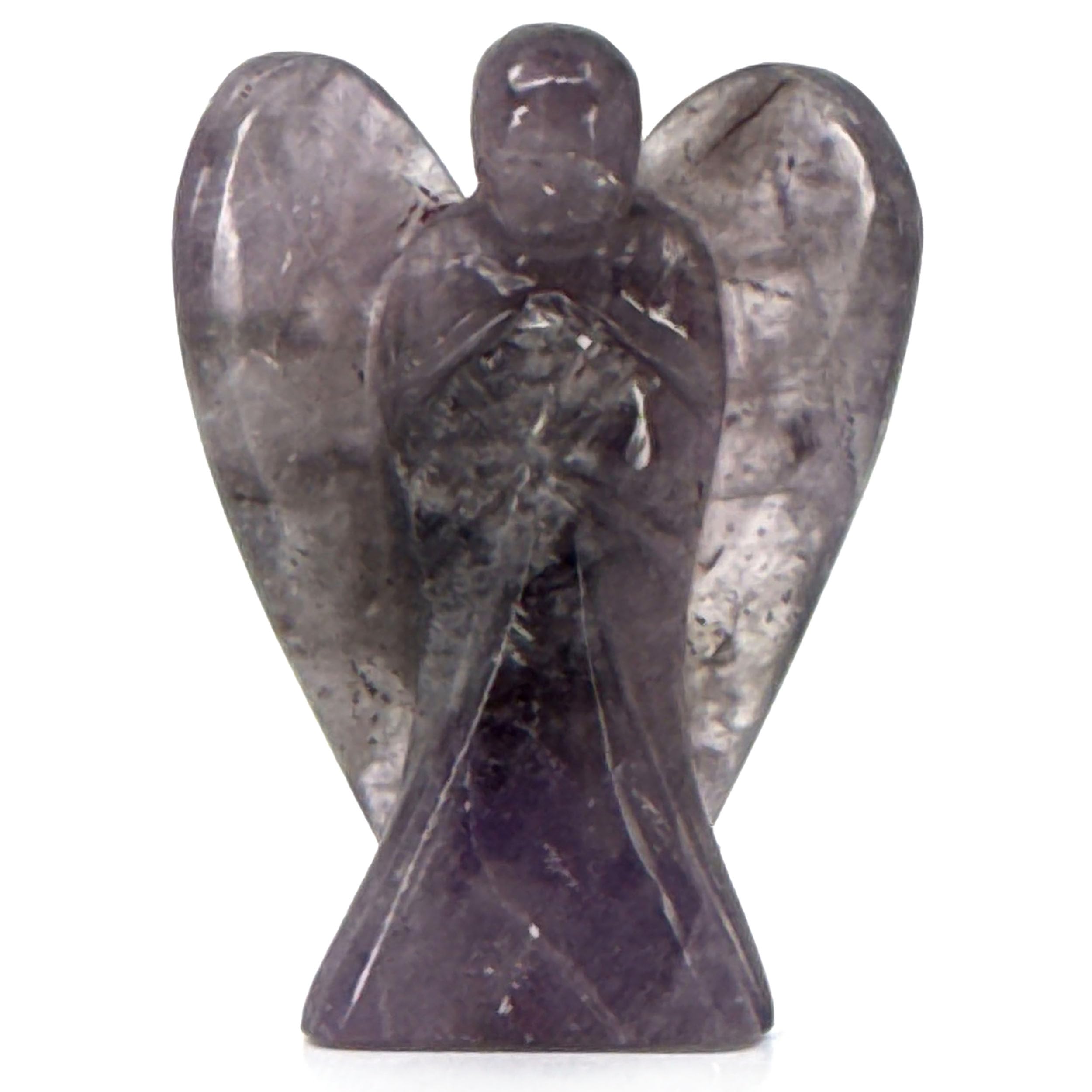 Nelson Creations, LLC 2 Inch Amethyst and Smoky Quartz Guardian Angel Figurine Hand-Carved Natural Stone, Excellent for Grounding and Protective Energies